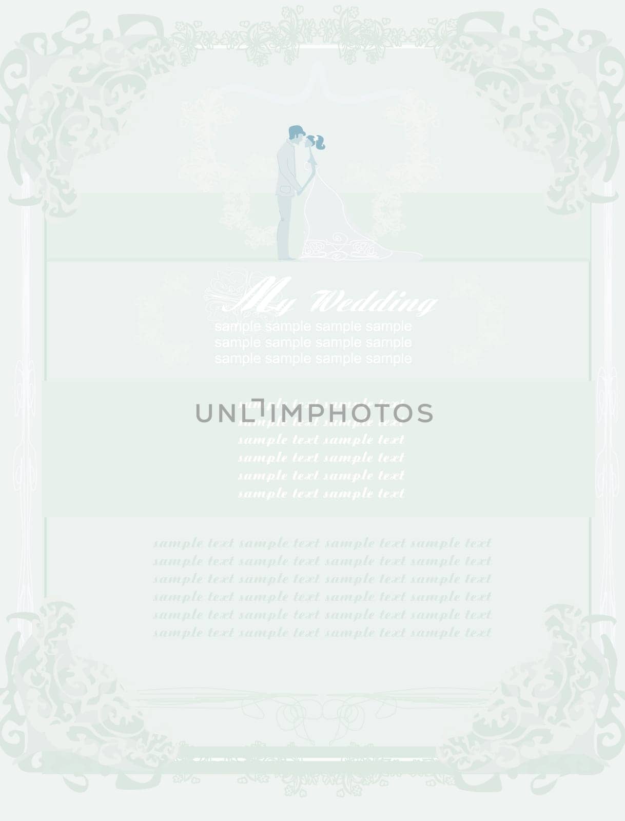 elegant wedding invitation with wedding couple