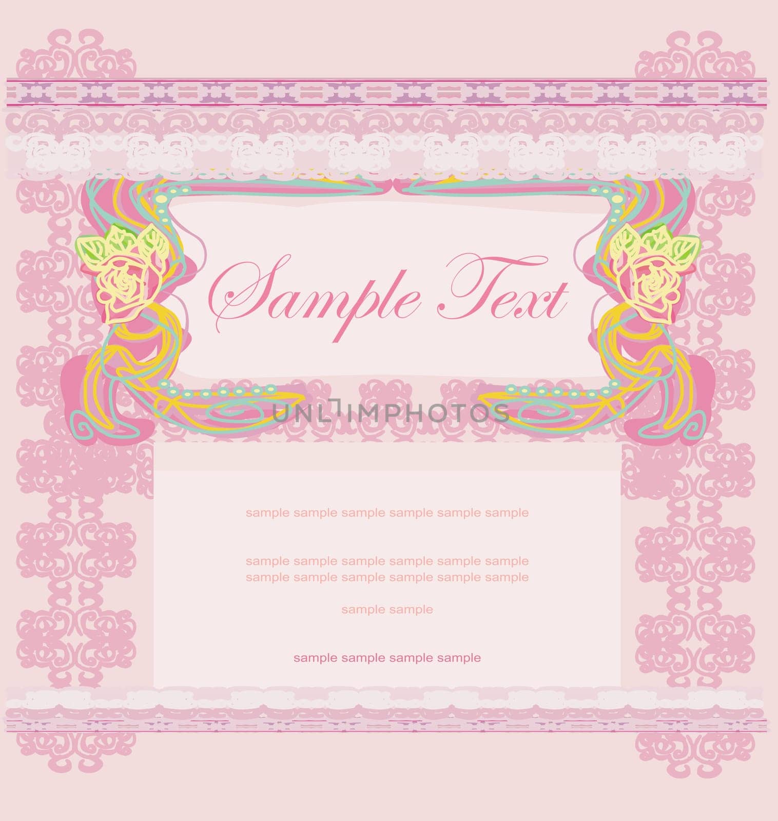 abstract floral frame invitation card