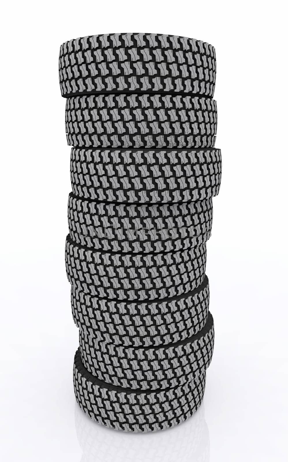 Computer generated 3D illustration with stacked car tires
