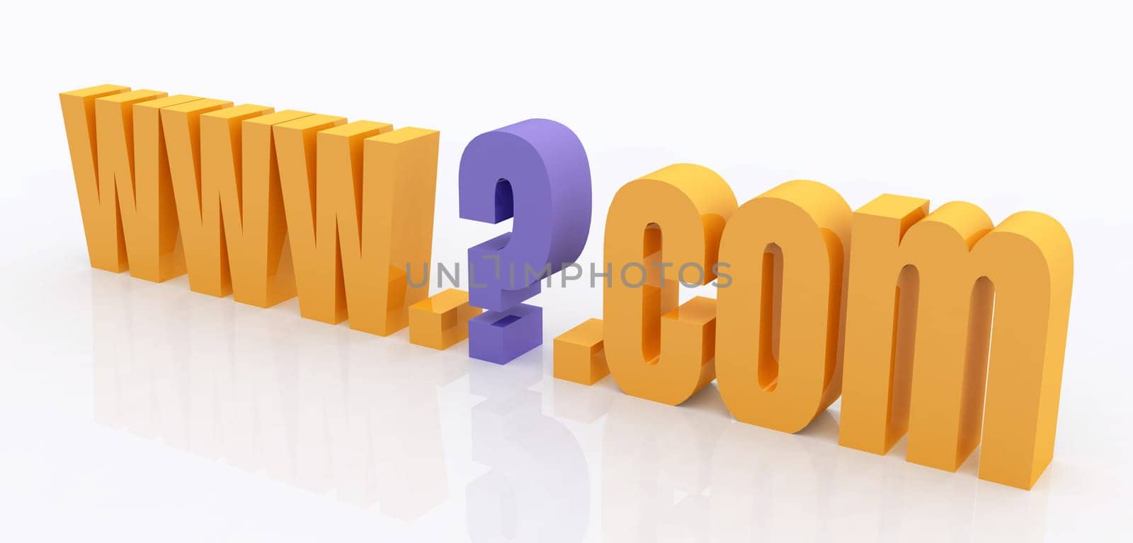Computer generated 3D illustration with lettering www.?.com against a white background