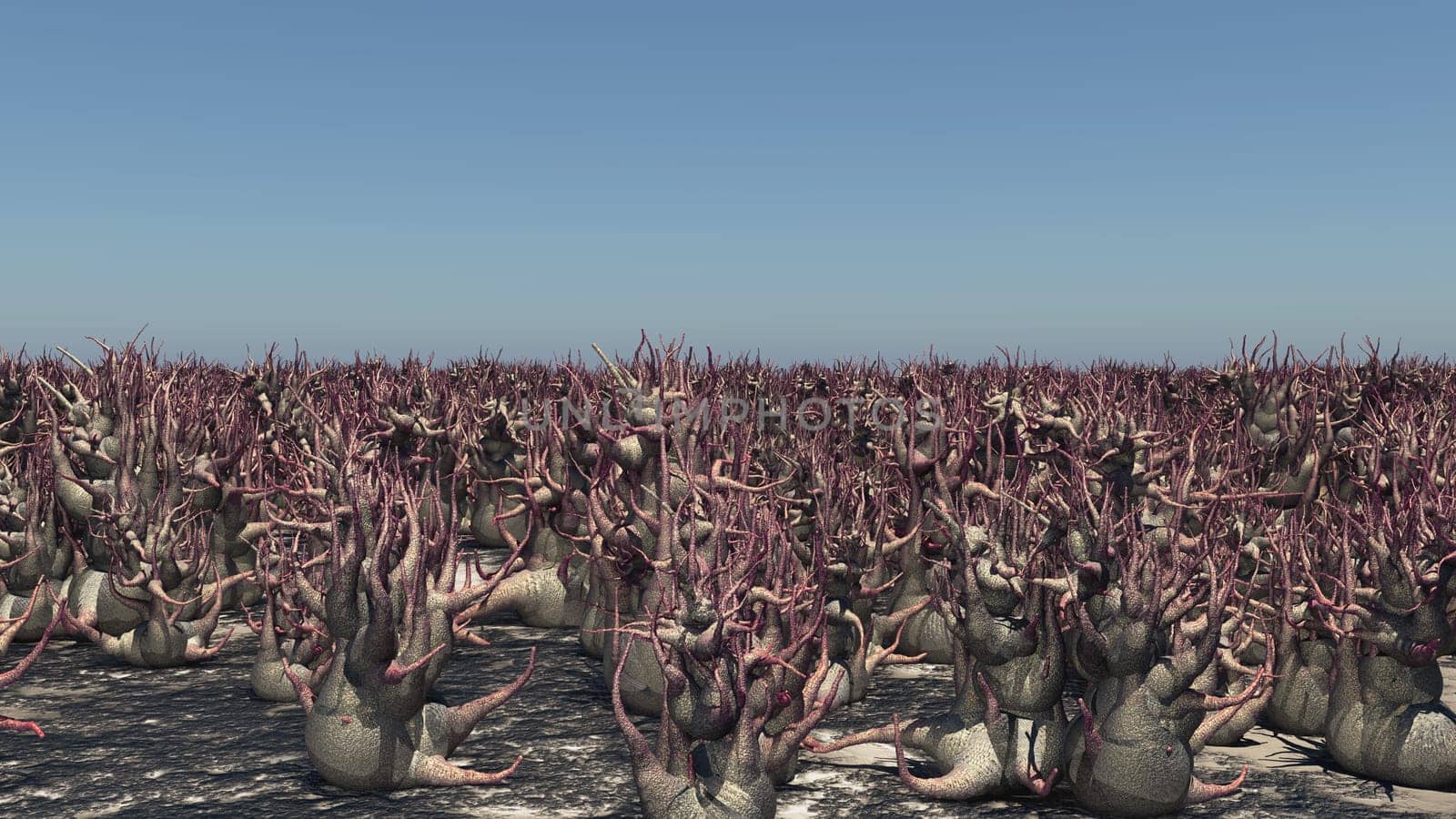 Computer generated 3D illustration with an alien landscape