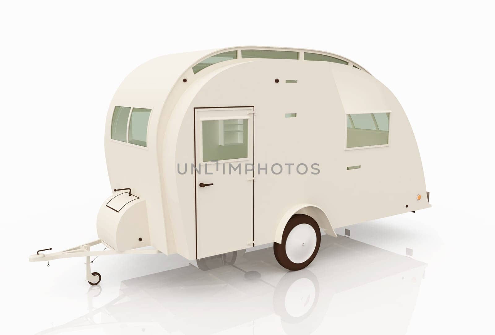 Computer generated 3D illustration with a vintage camper caravan