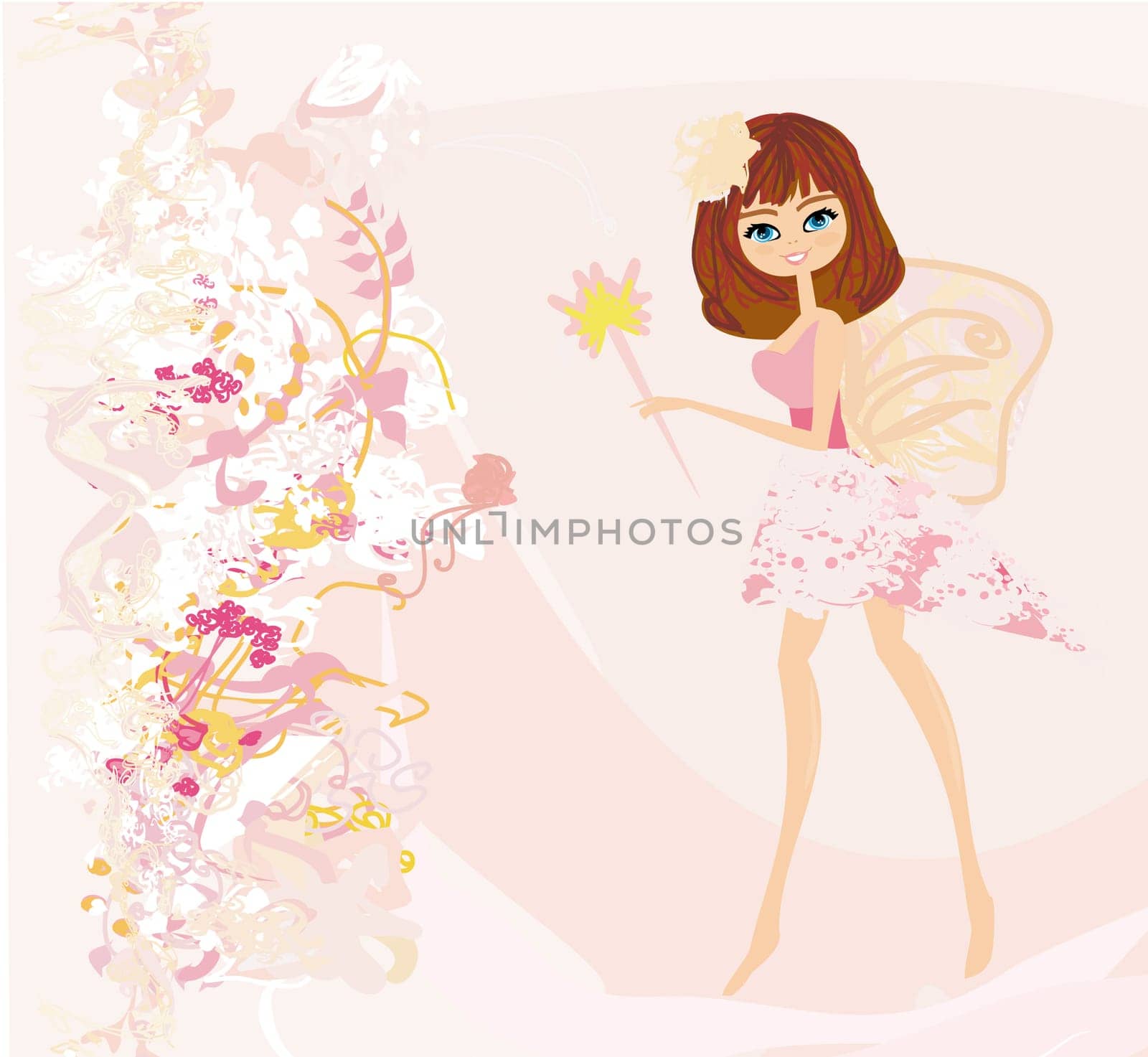beautiful fairy with magic wand vector graphic