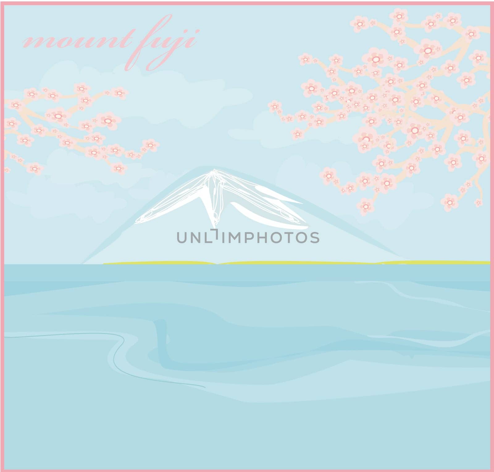 Fuji and morning sunrays landscape