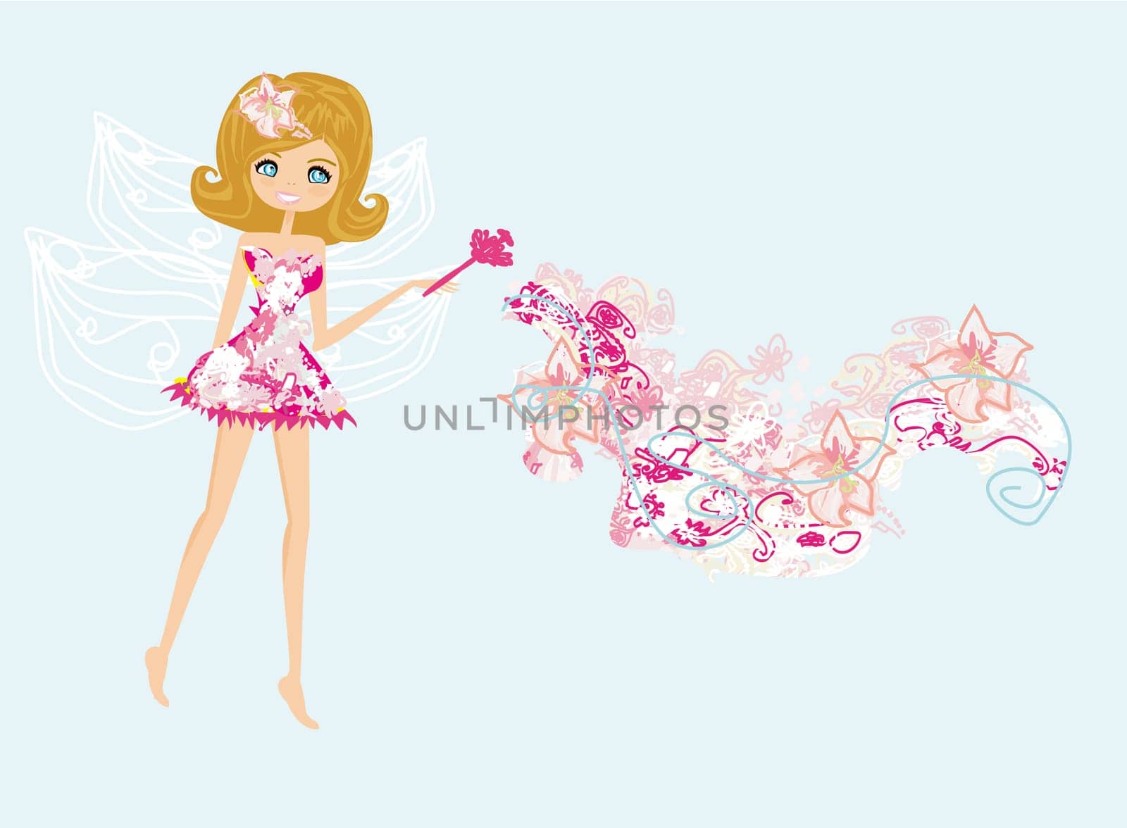 beautiful fairy with magic wand vector graphic