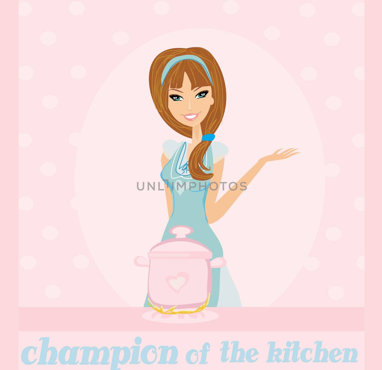 Beautiful lady cooking soup card