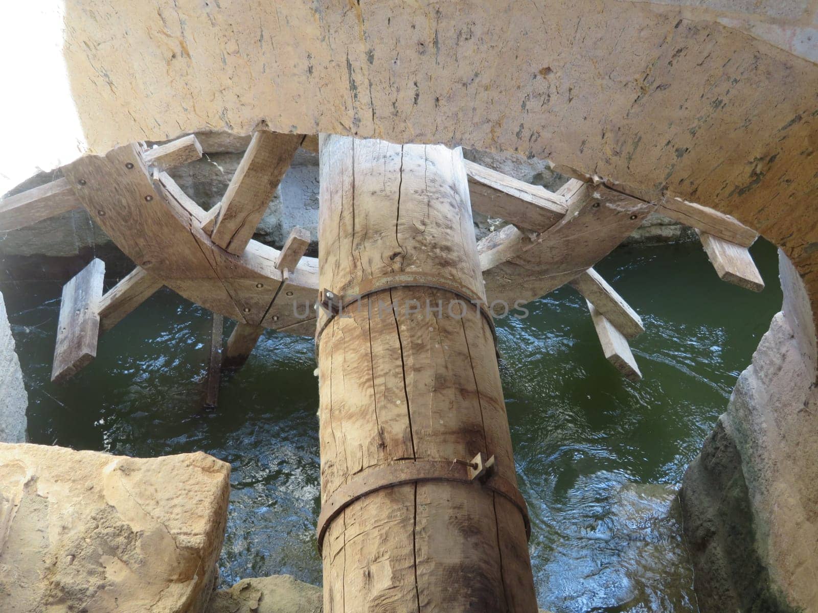old structures of water mills mechanisms for obtaining flour