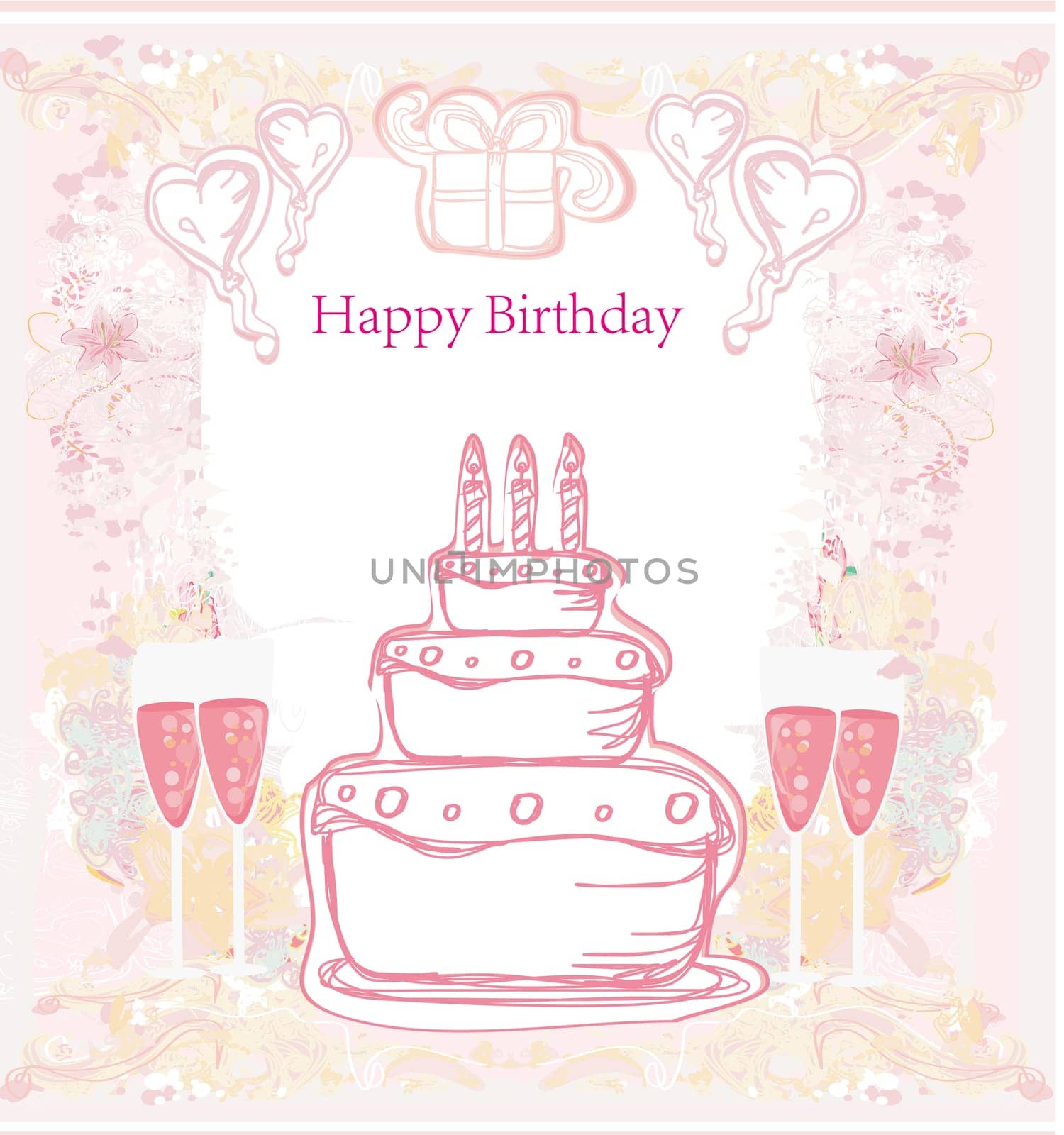 Happy Birthday Card with birthday cake
