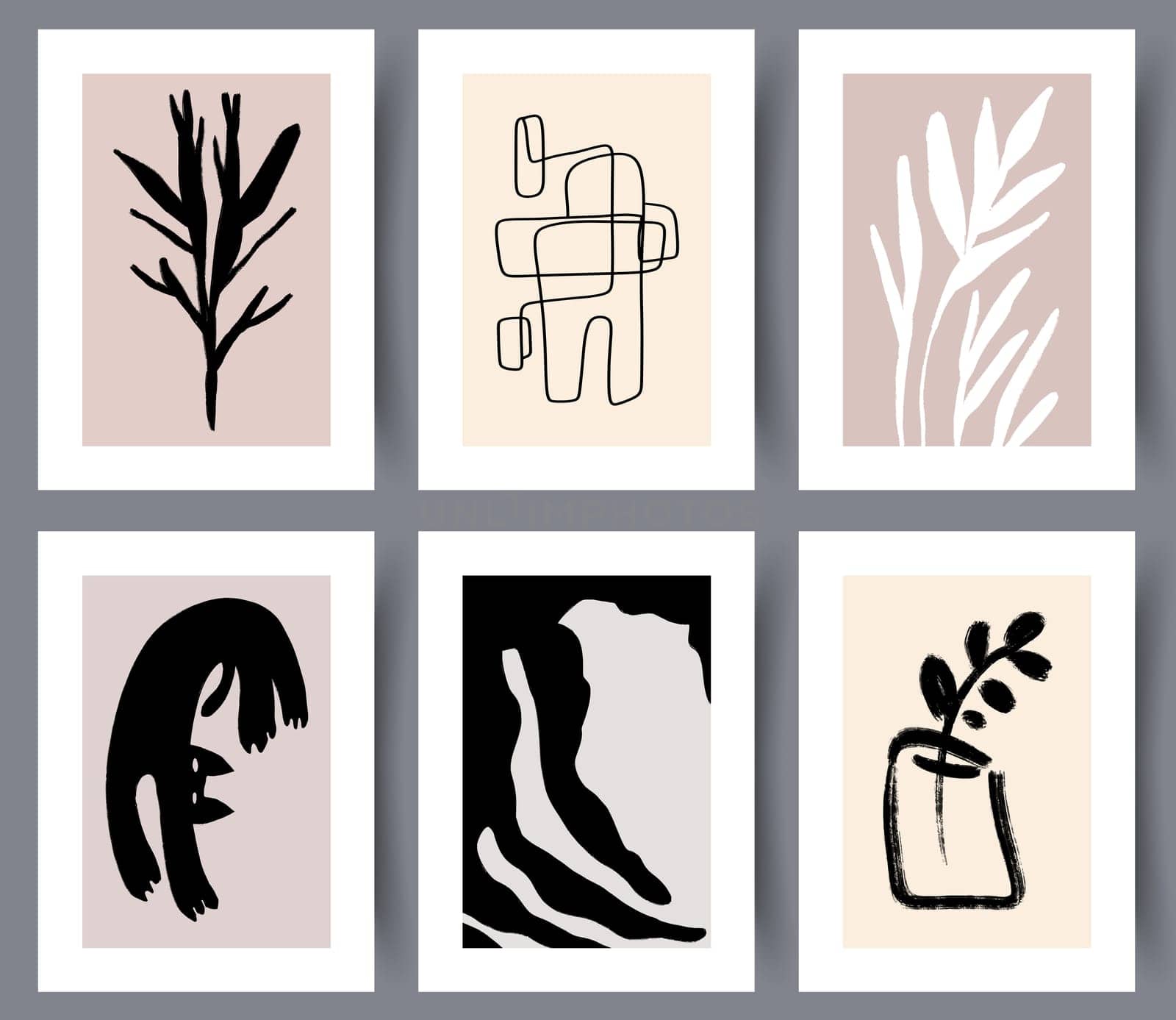 Modern scandinavian design posters and banners for print set. Collection of abstract art wall decorations for interior. Abstractionism and minimalism. Vector illustration.