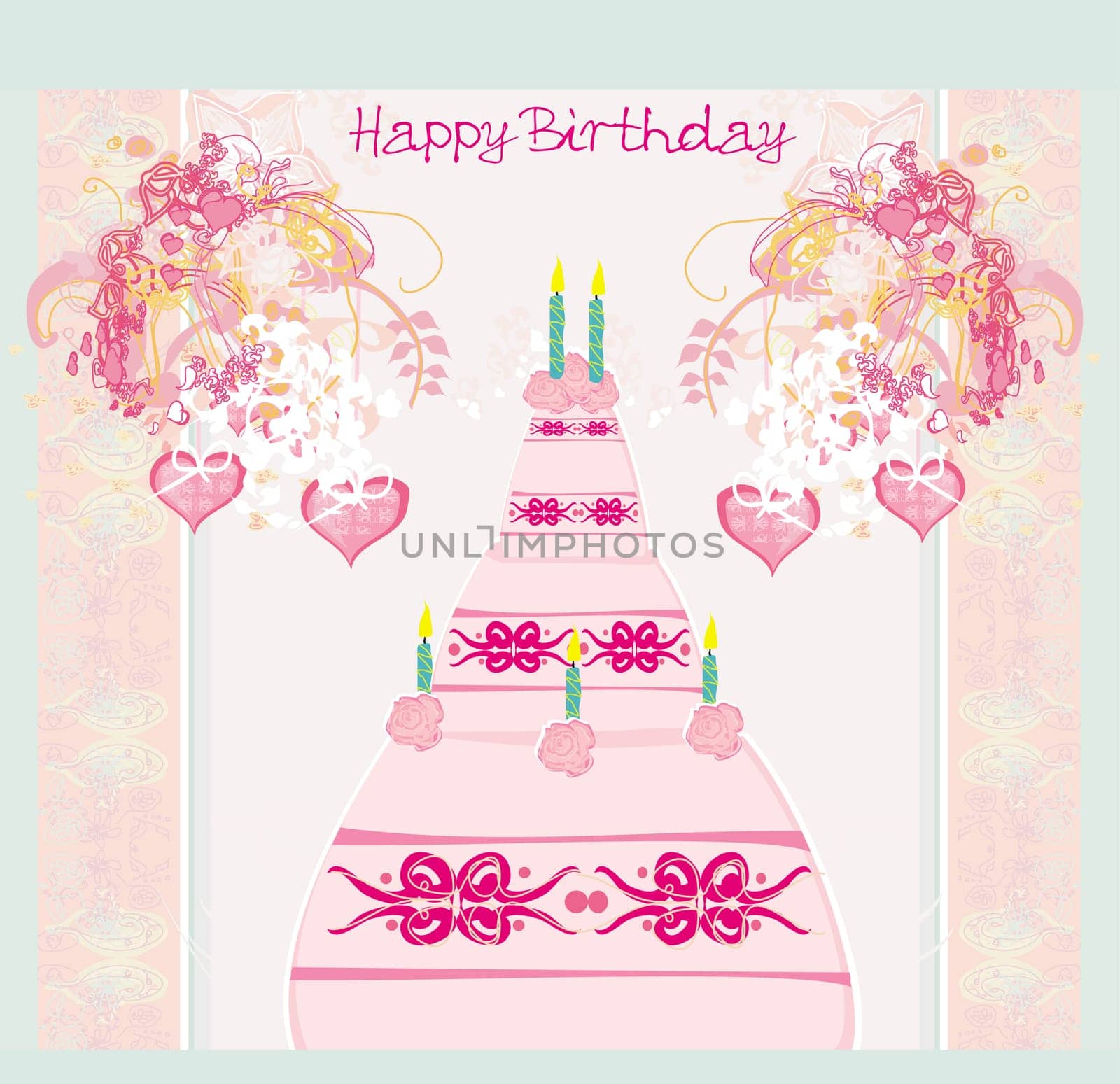 Happy Birthday Card with birthday cake