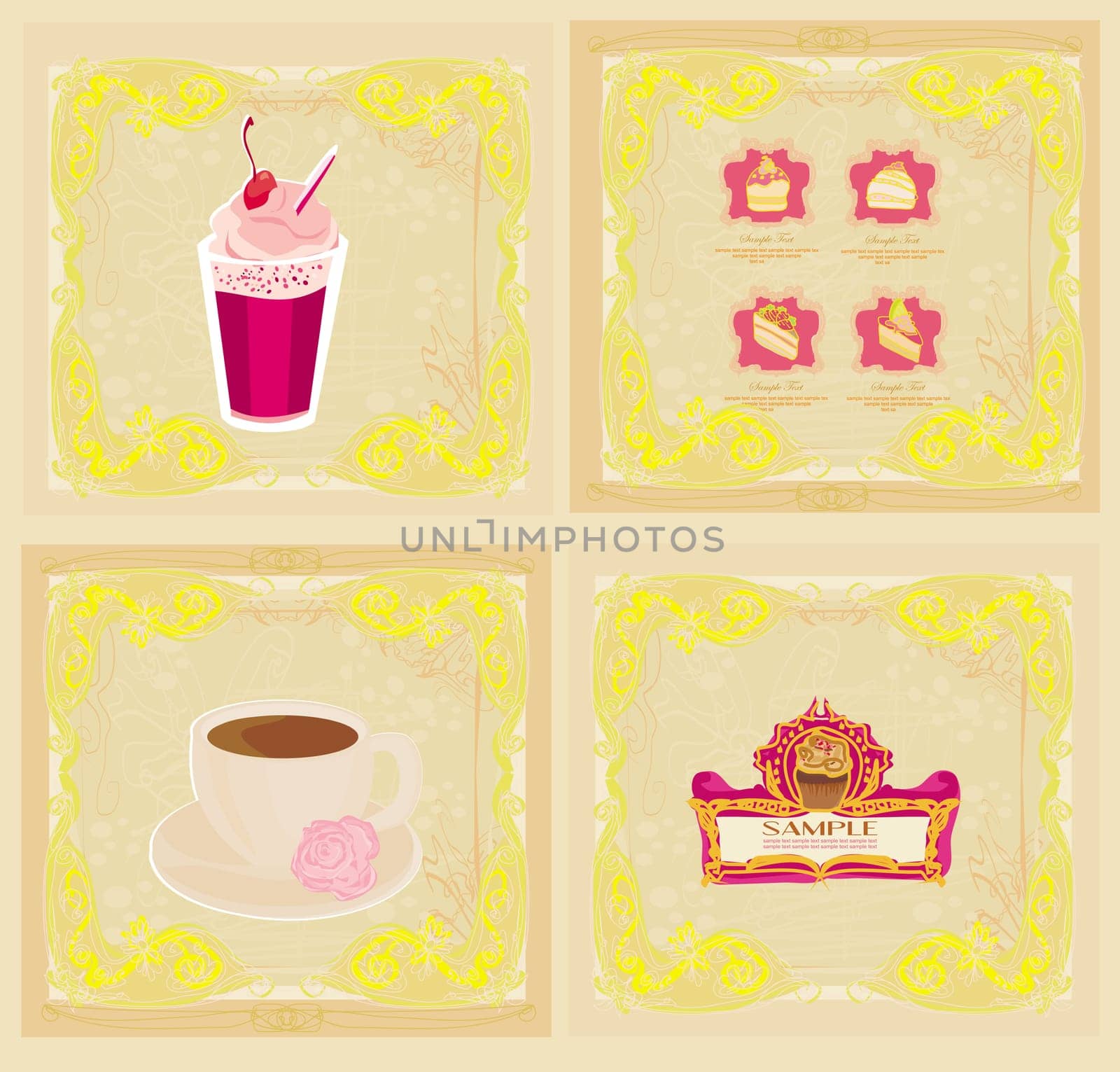 menu coffee shop set