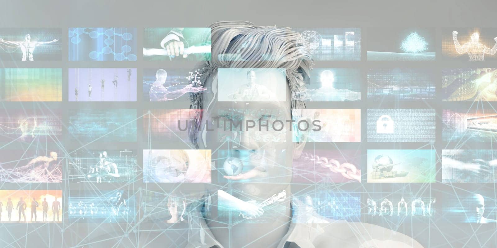 Futuristic Virtual Reality Background or VR AR XR Concept