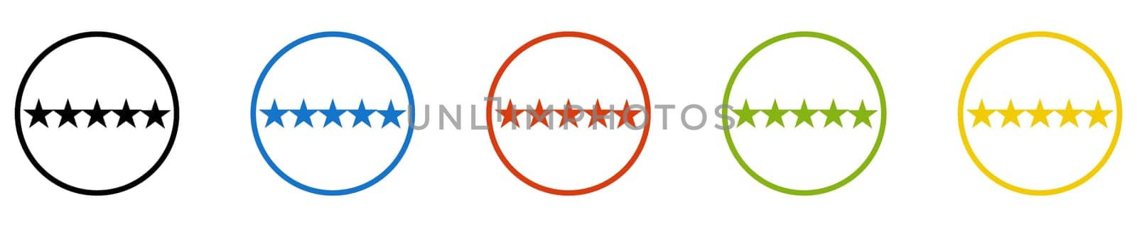 5 Stars Icon - Set of 5 Buttons: Best Rating
