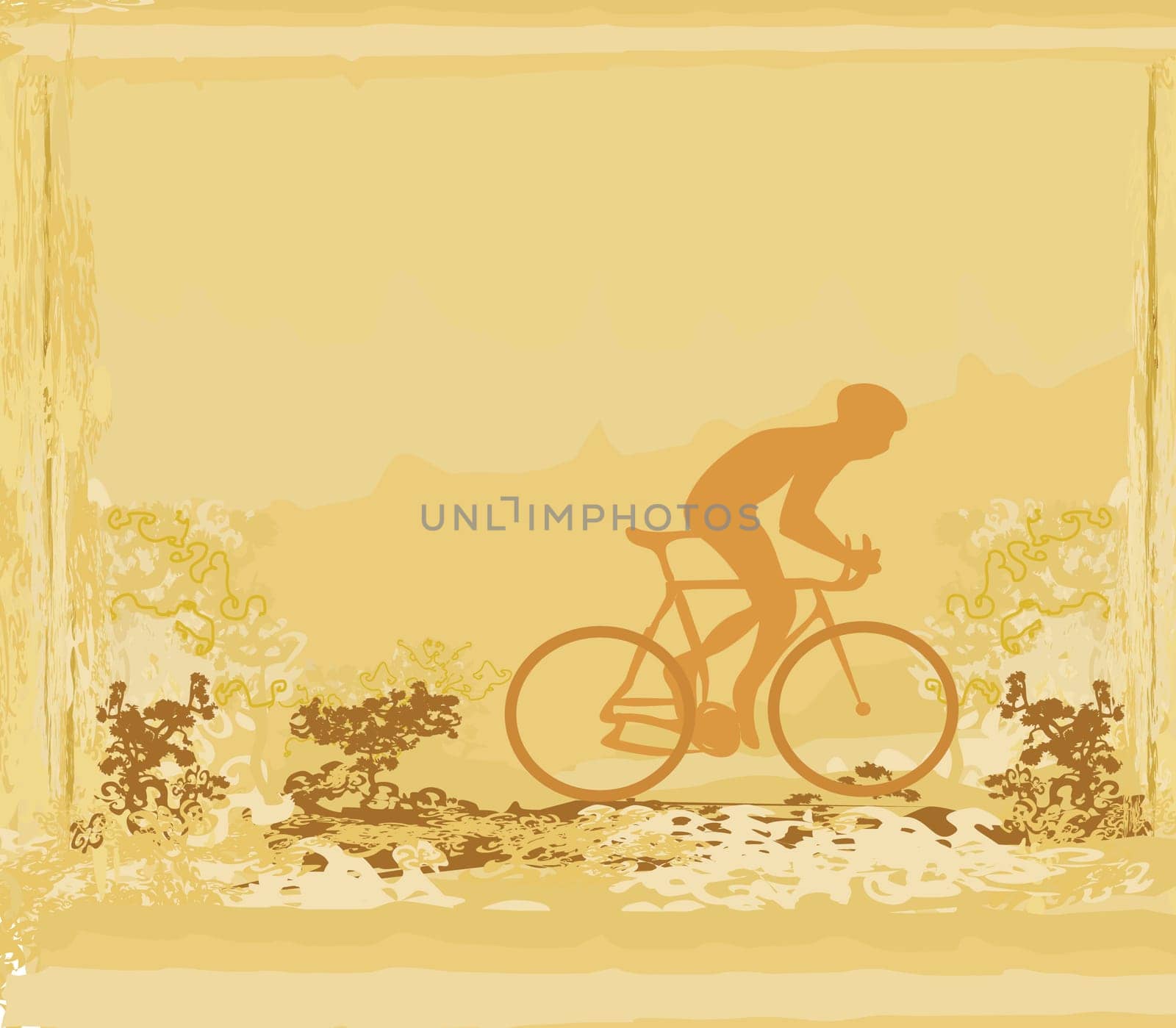 Cycling man silhouette Grunge Poster