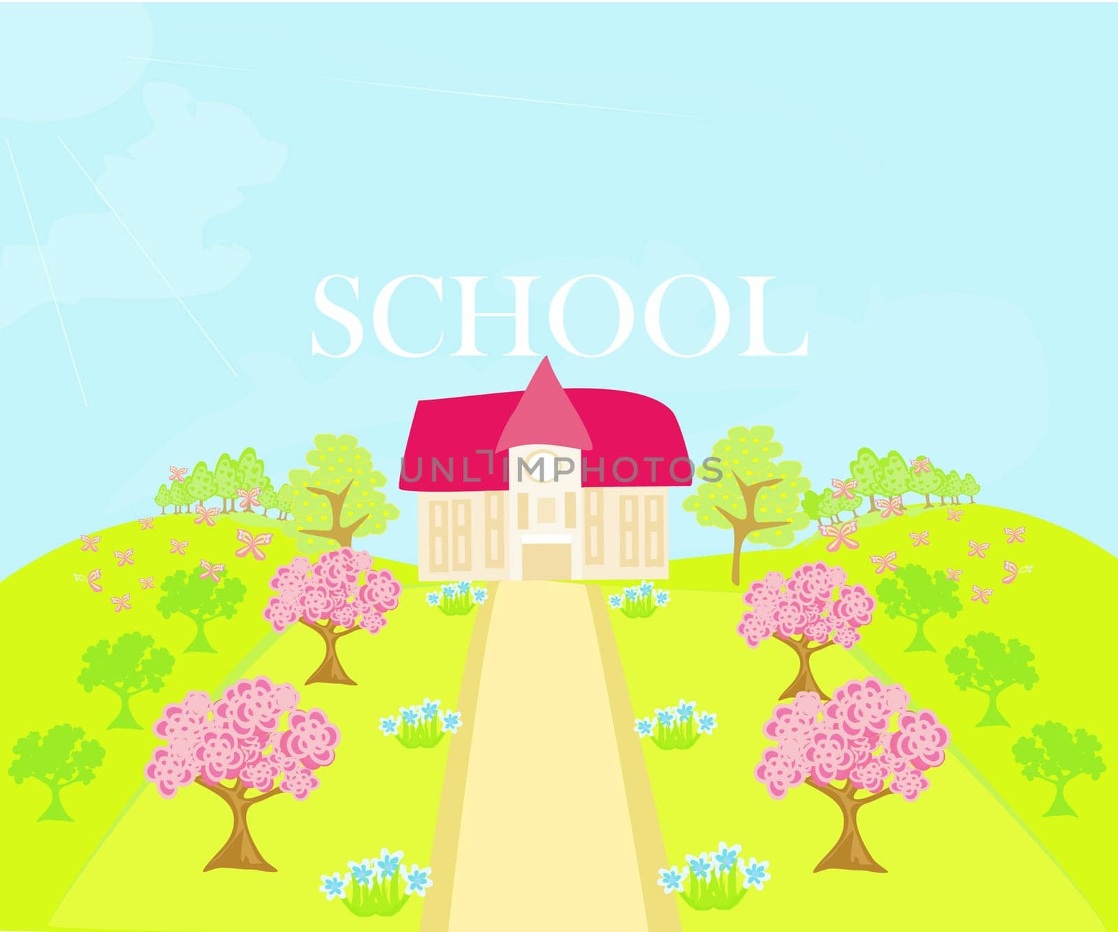 illustration of country school house