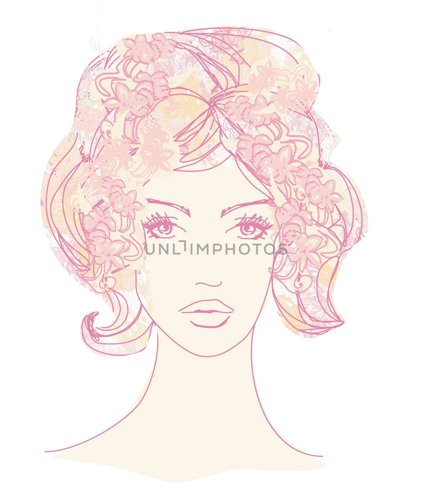 Abstract Beautiful Woman doodle Portrait
