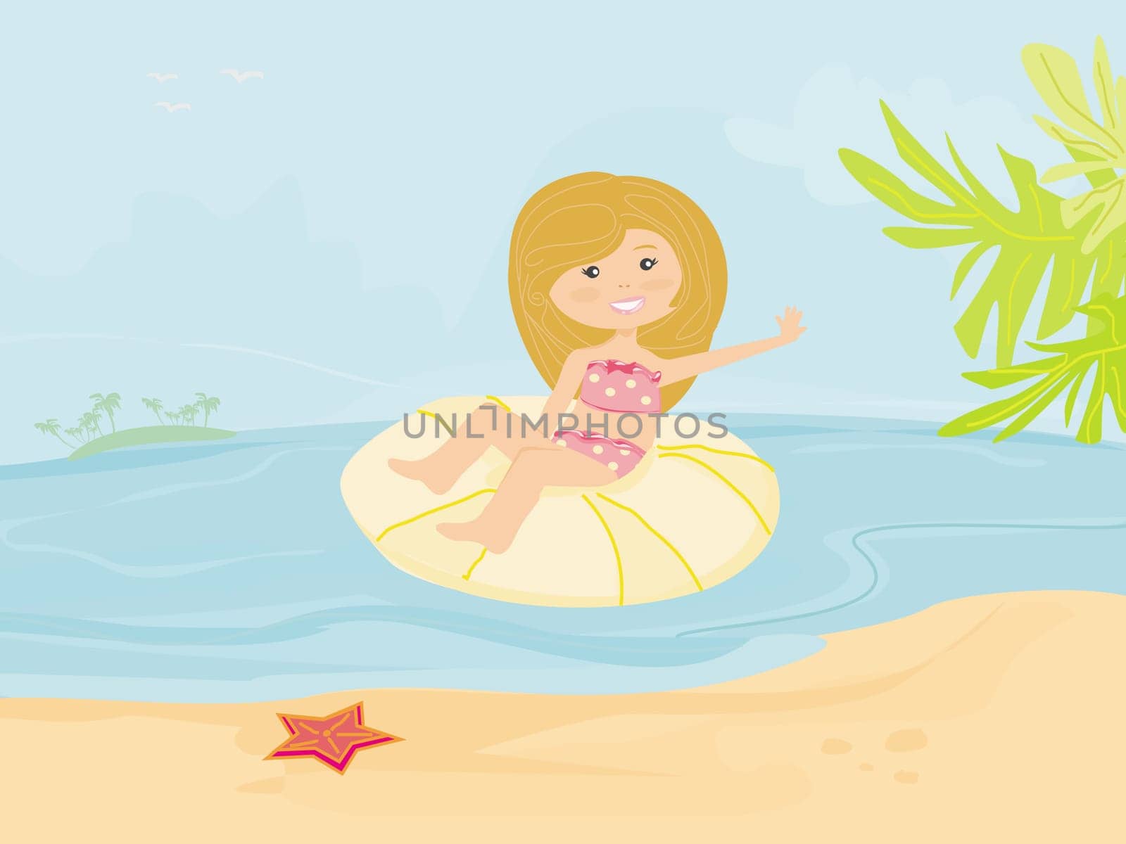 sweet happy little girl on the beach