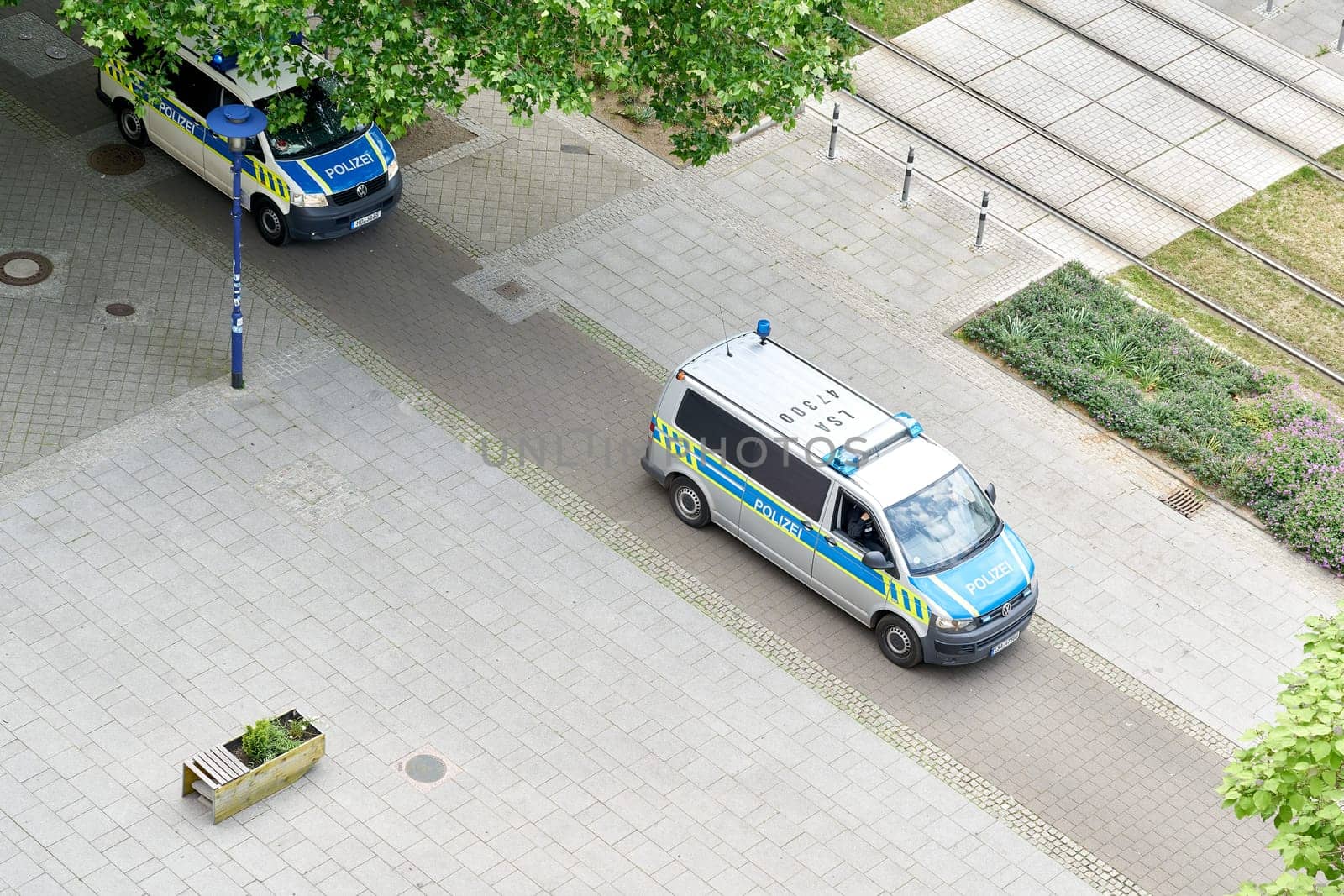 Police presence in the city center of Magdeburg in Germany