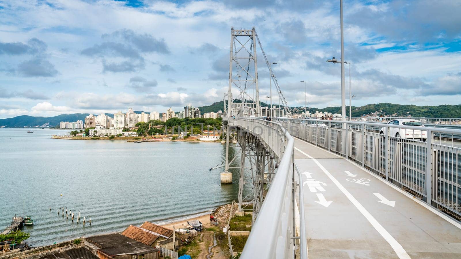 Hercilio Luz Bridge connecting the Island of Santa Catarina and Florianopolis to the mainland Brazil