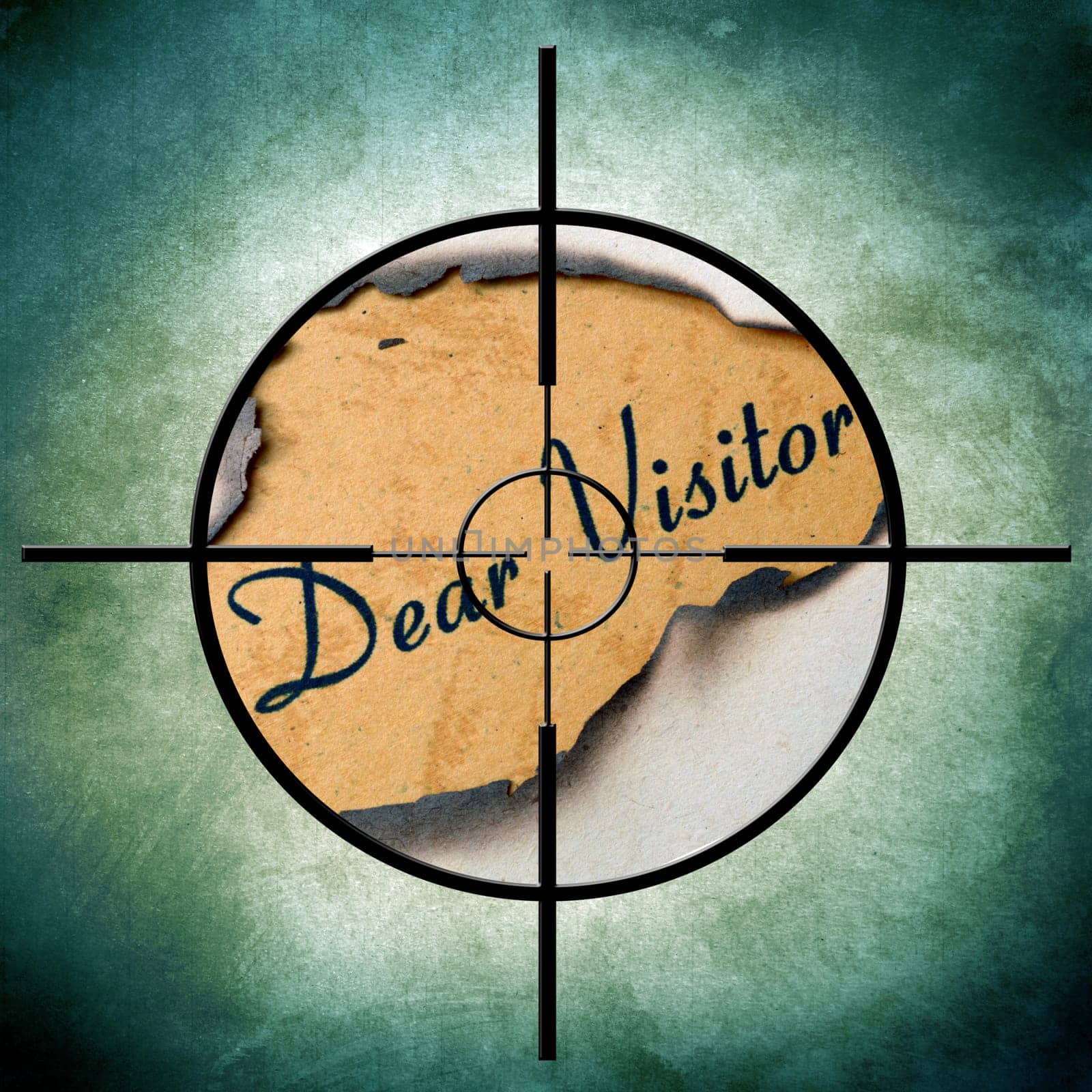 Dear visitor text on target