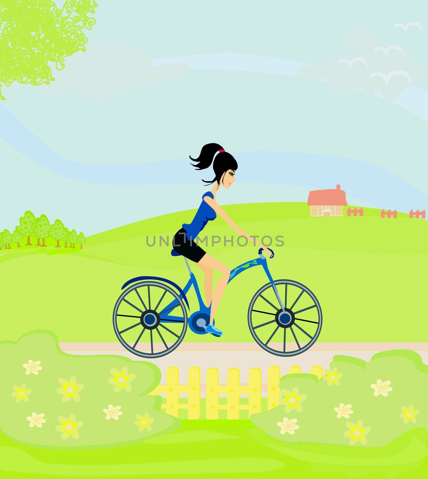 Happy Driving Bike with Cute Girl