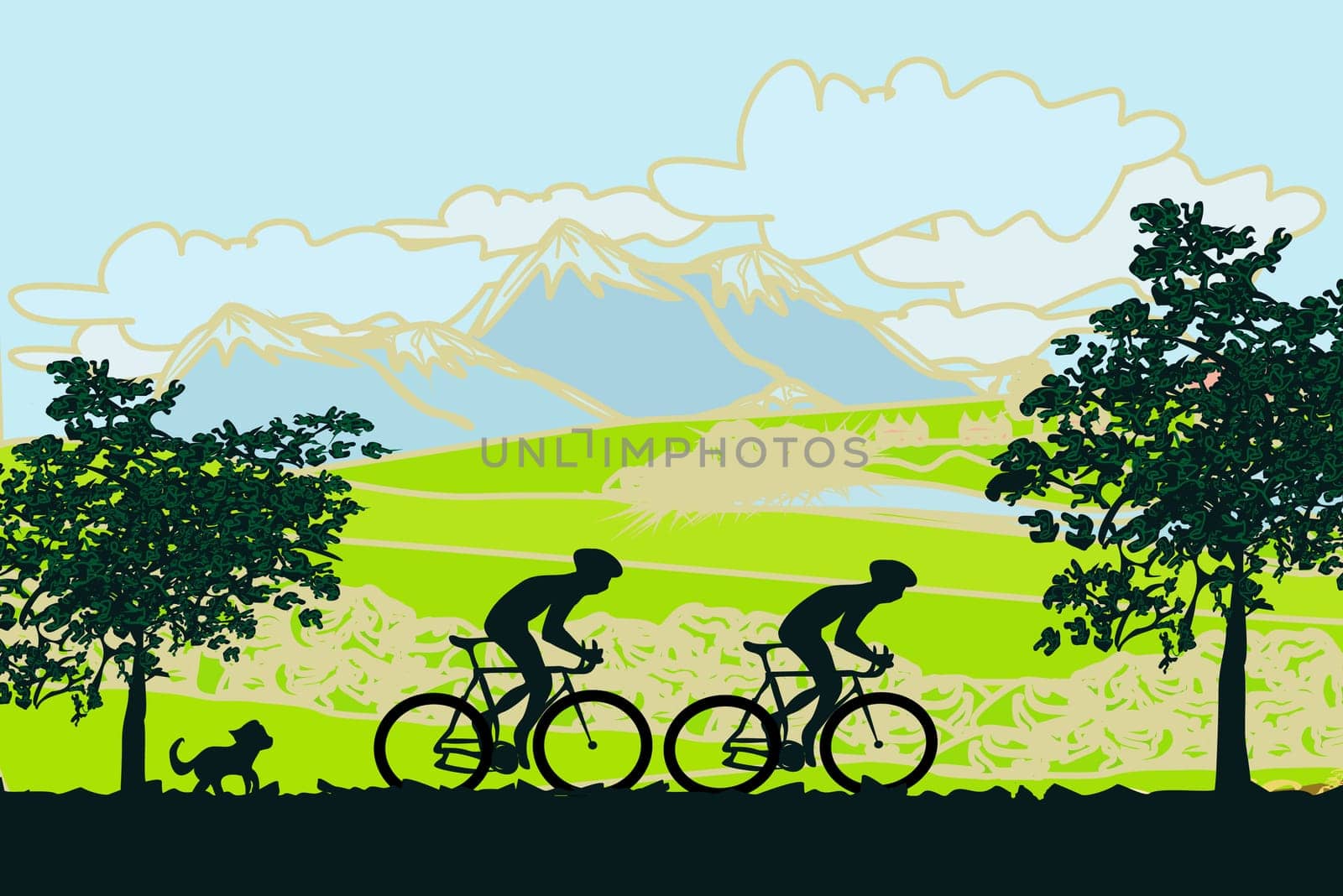 Cycling man silhouette Poster