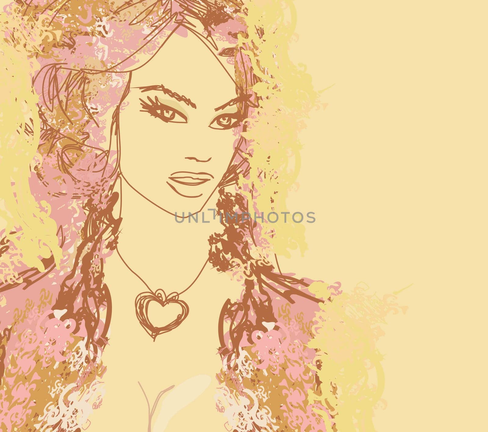 Abstract Beautiful Woman Portrait - retro card