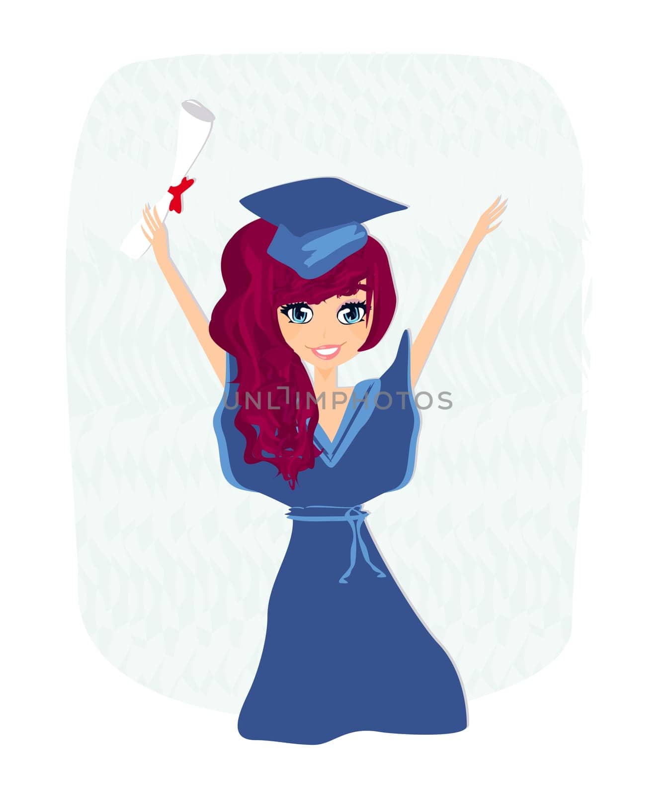 Illustration of a Kid Holding Her Diploma