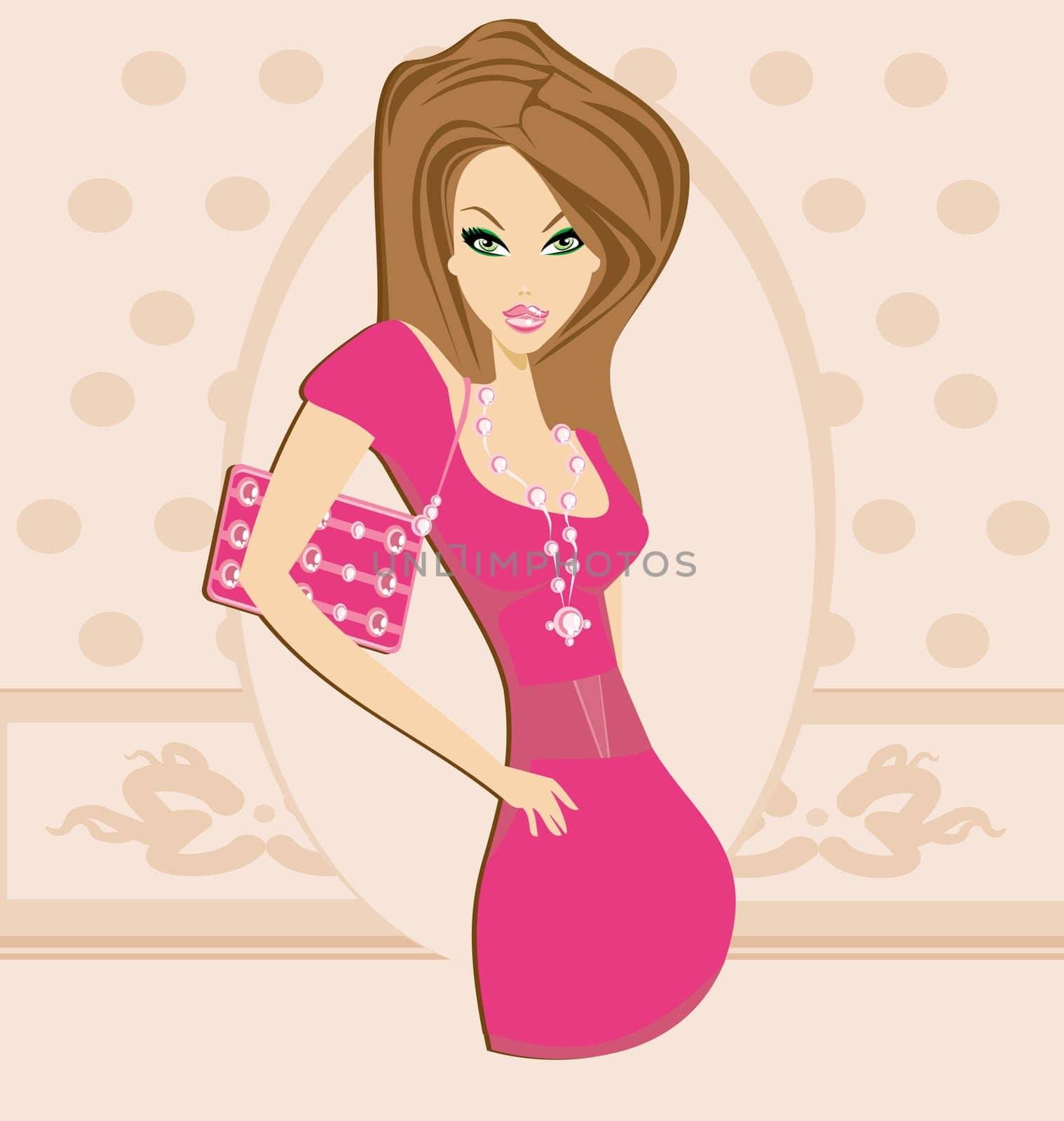 Cute sexy girl with bag card