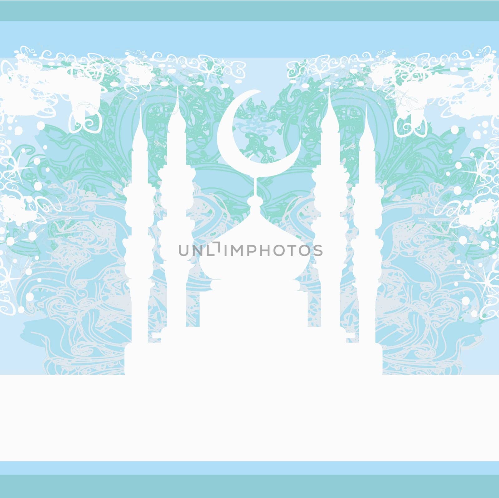 Ramadan background - mosque silhouette vector card