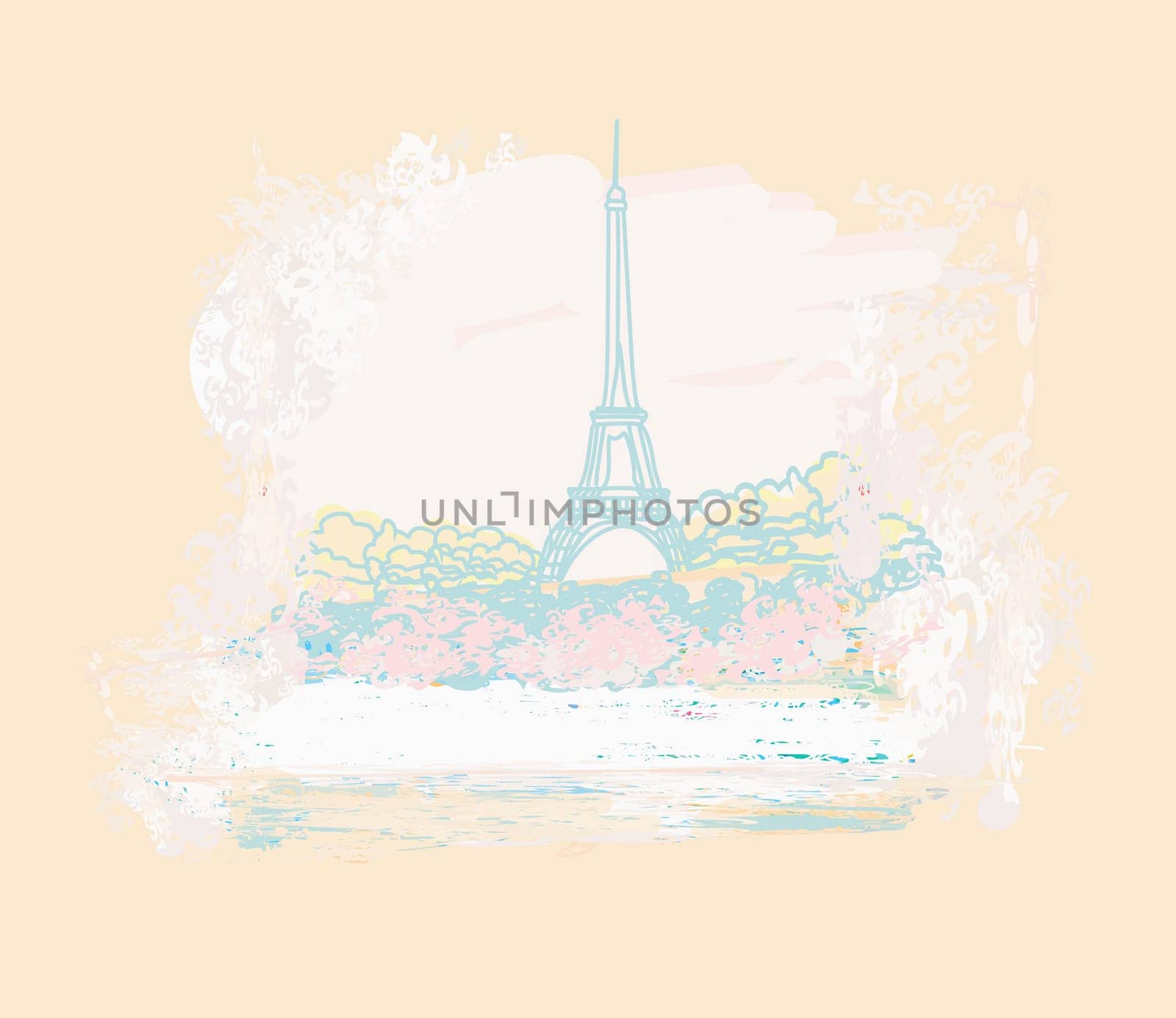 Eiffel tower artistic background. Vector illustration.