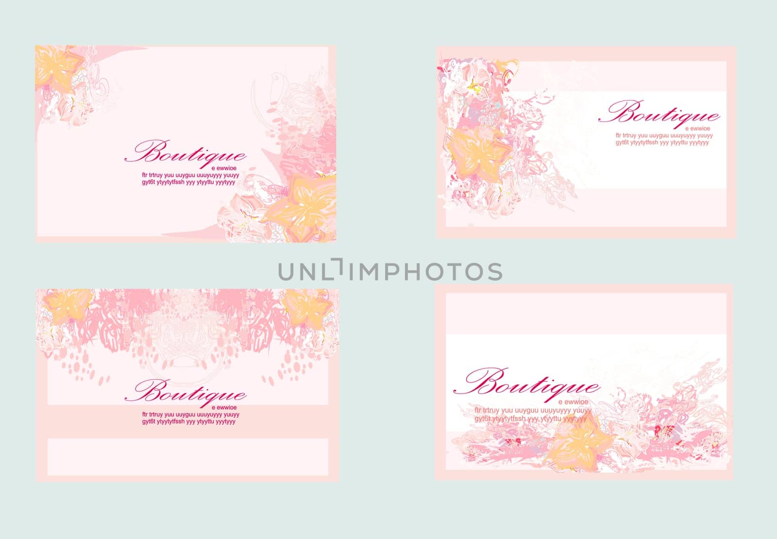 pink business floral card set