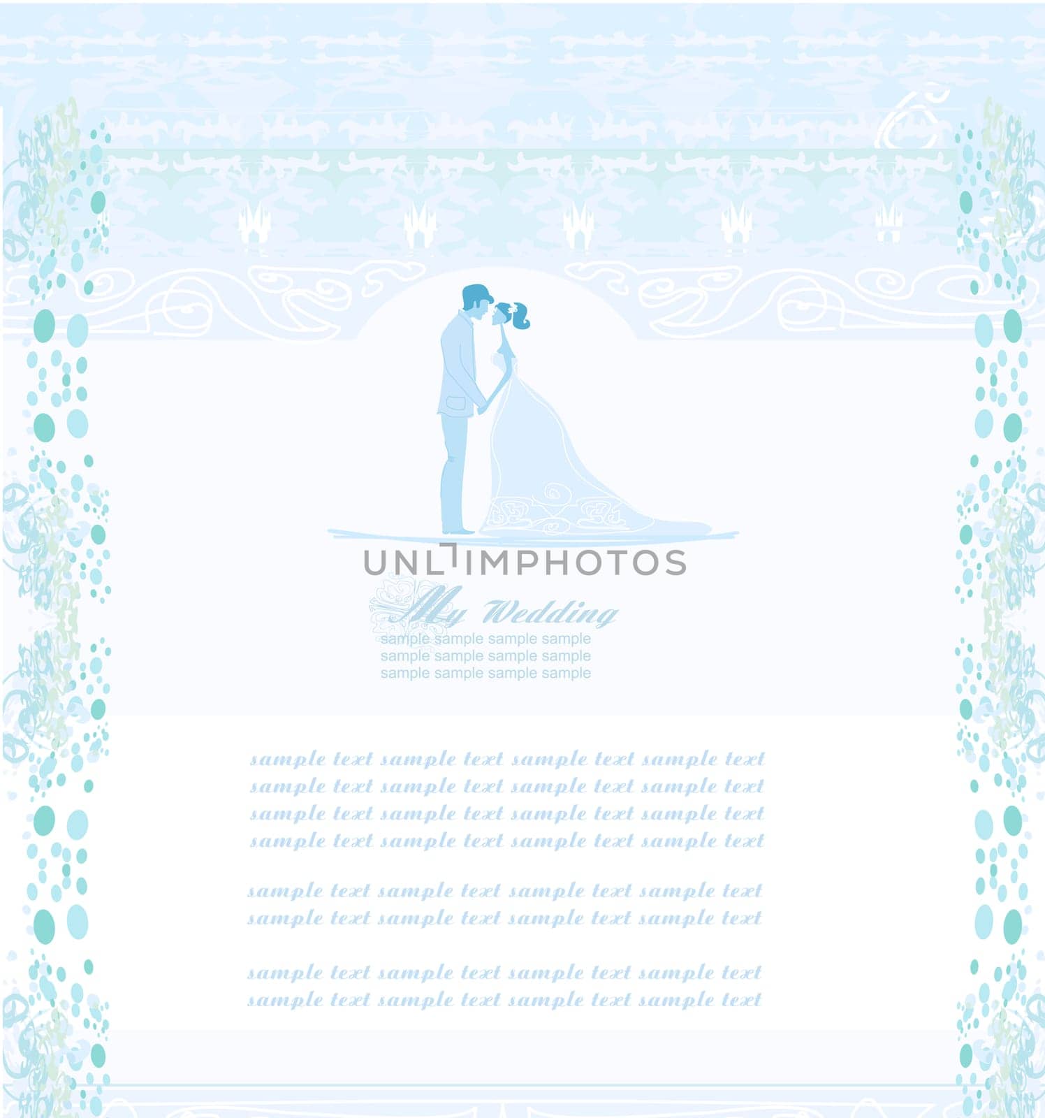 elegant wedding invitation with wedding couple card