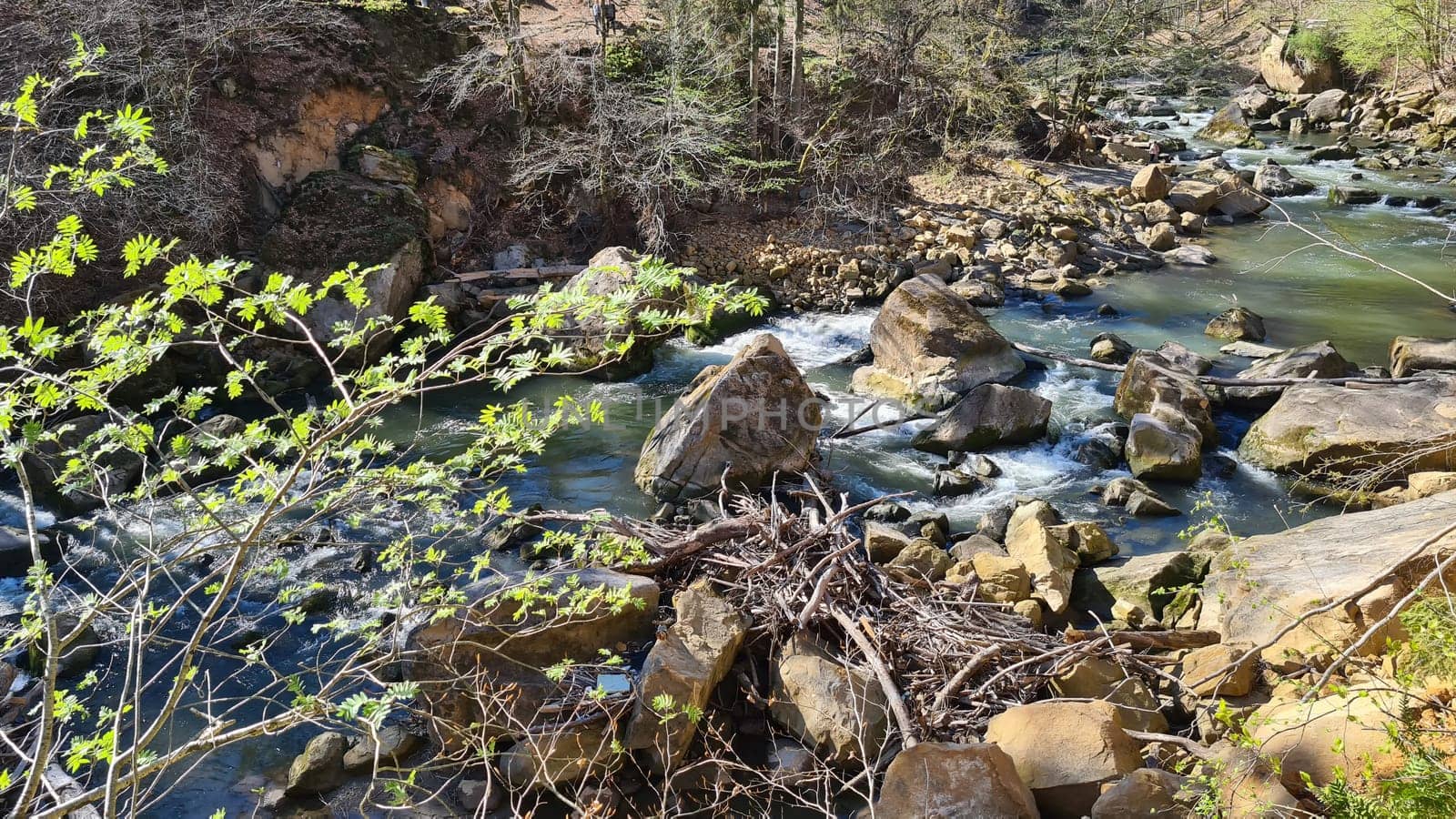 Waterfall in the forest in autumn, Irrel Waterfalls.