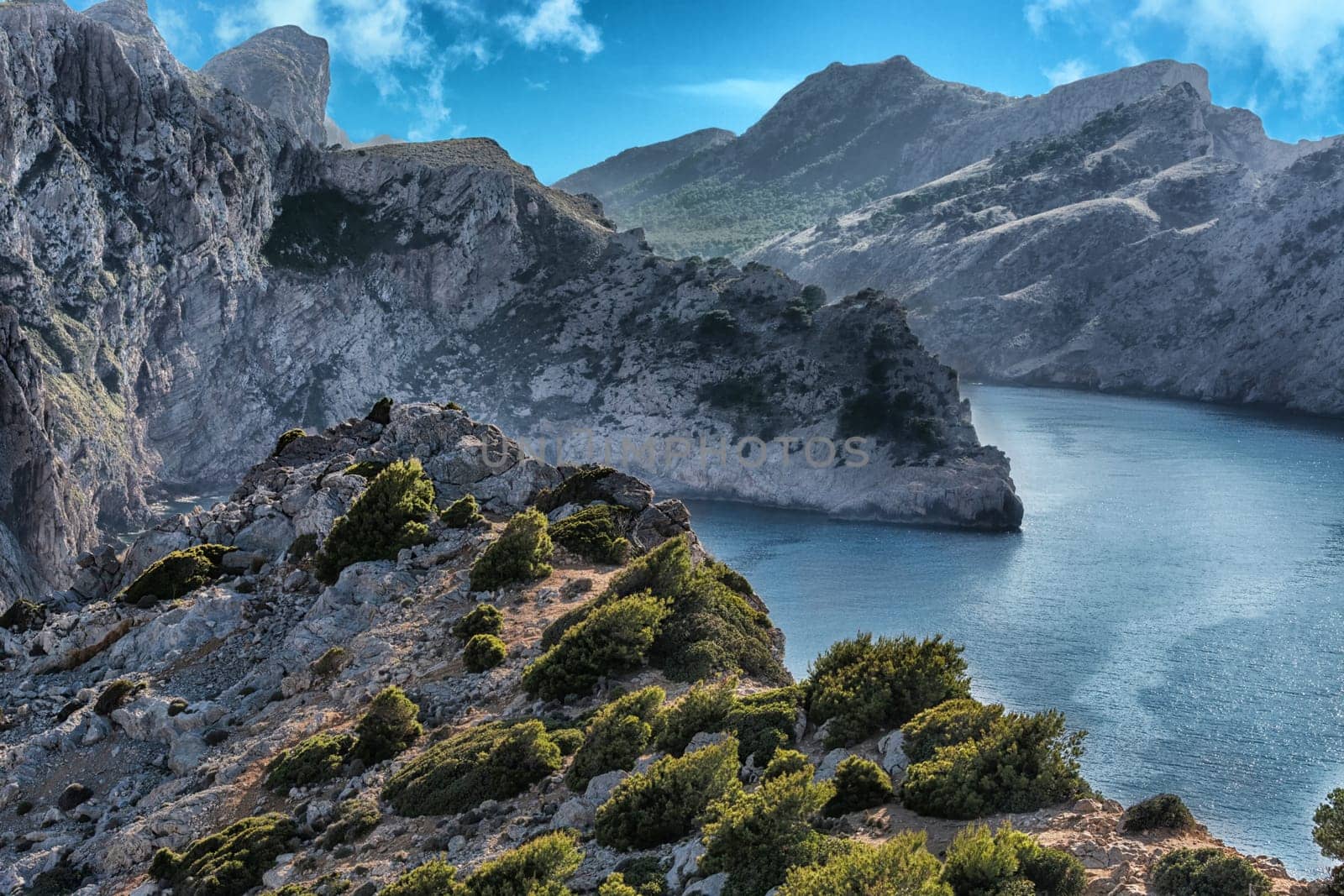 Amazing landscape while driving on the open coastal road to the lighthouse Cap Formentor, Mallorca, Spain