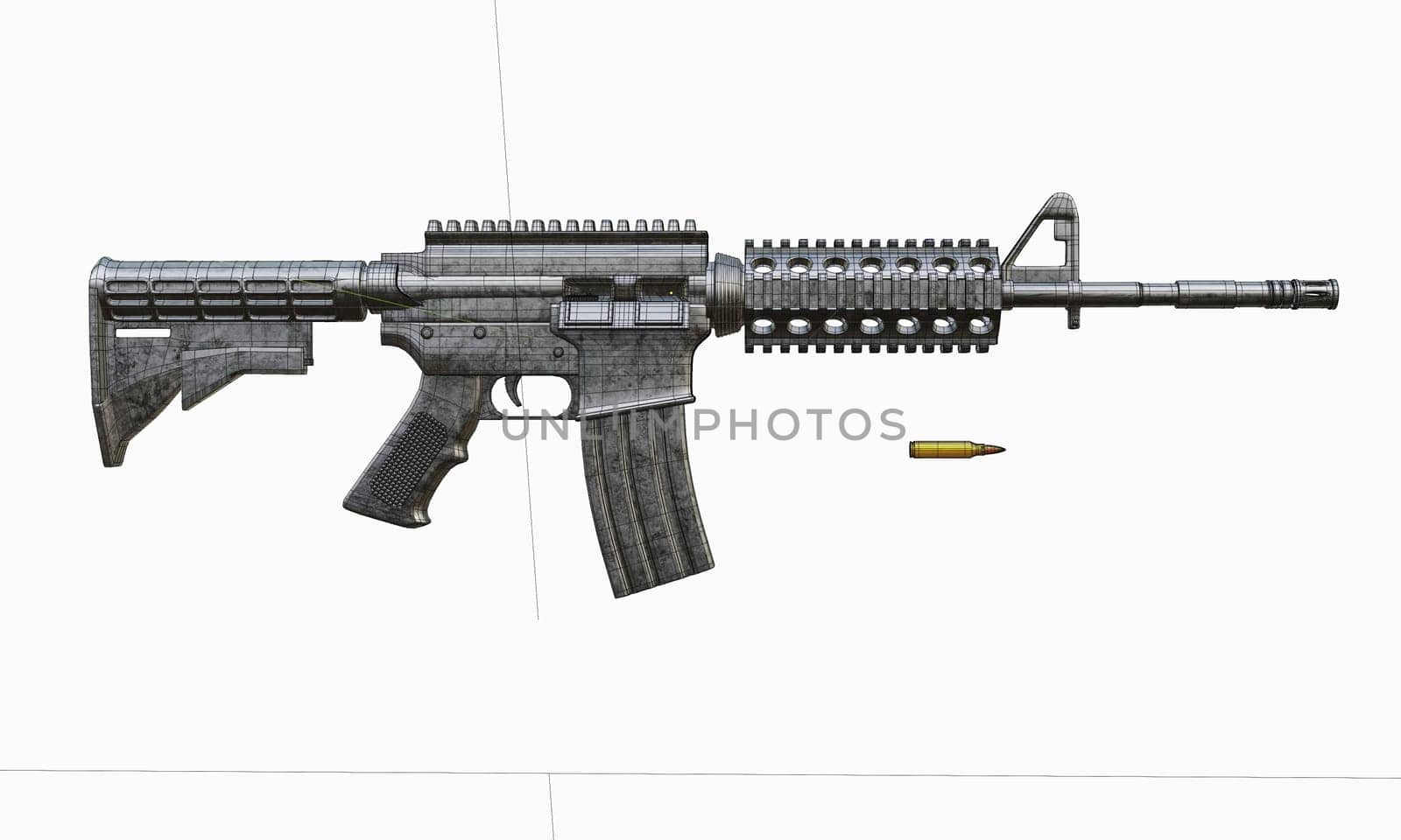 3d render of isolated assault rifle M4 carbine.
