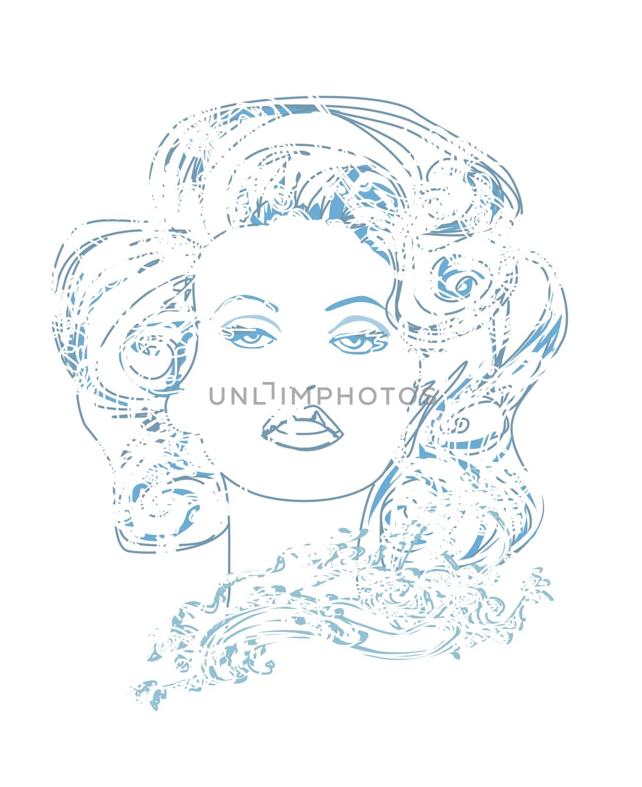 Abstract Beautiful Woman portrait - doodle