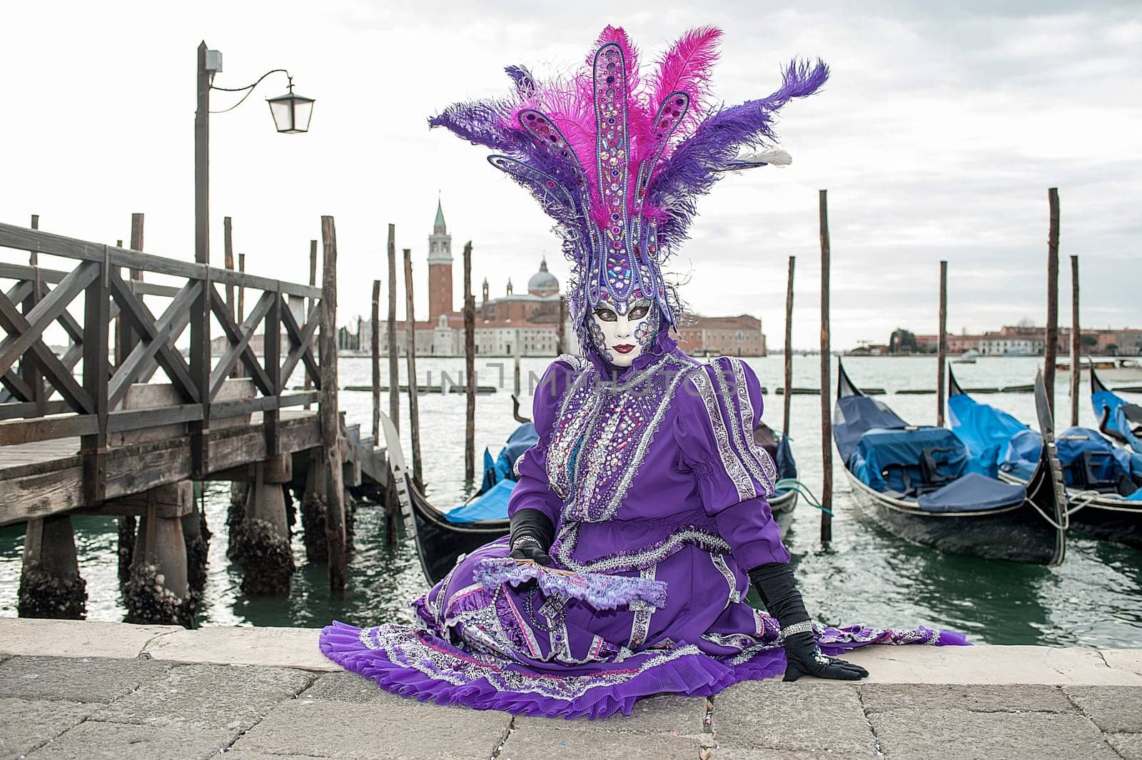VENICE, ITALY - Febrary 23 2019: The masks of the Venice carnival 2019.........................................