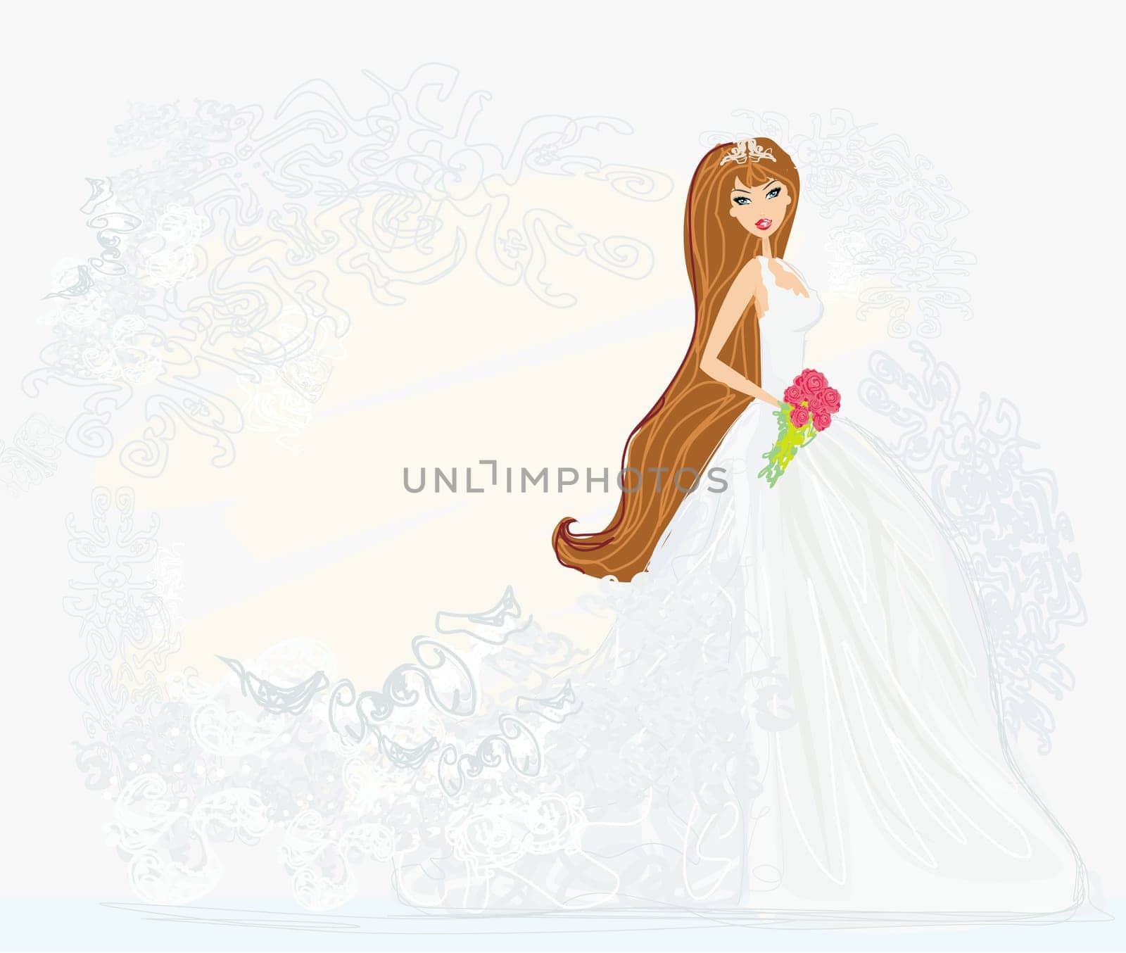Beautiful bride with flowers card