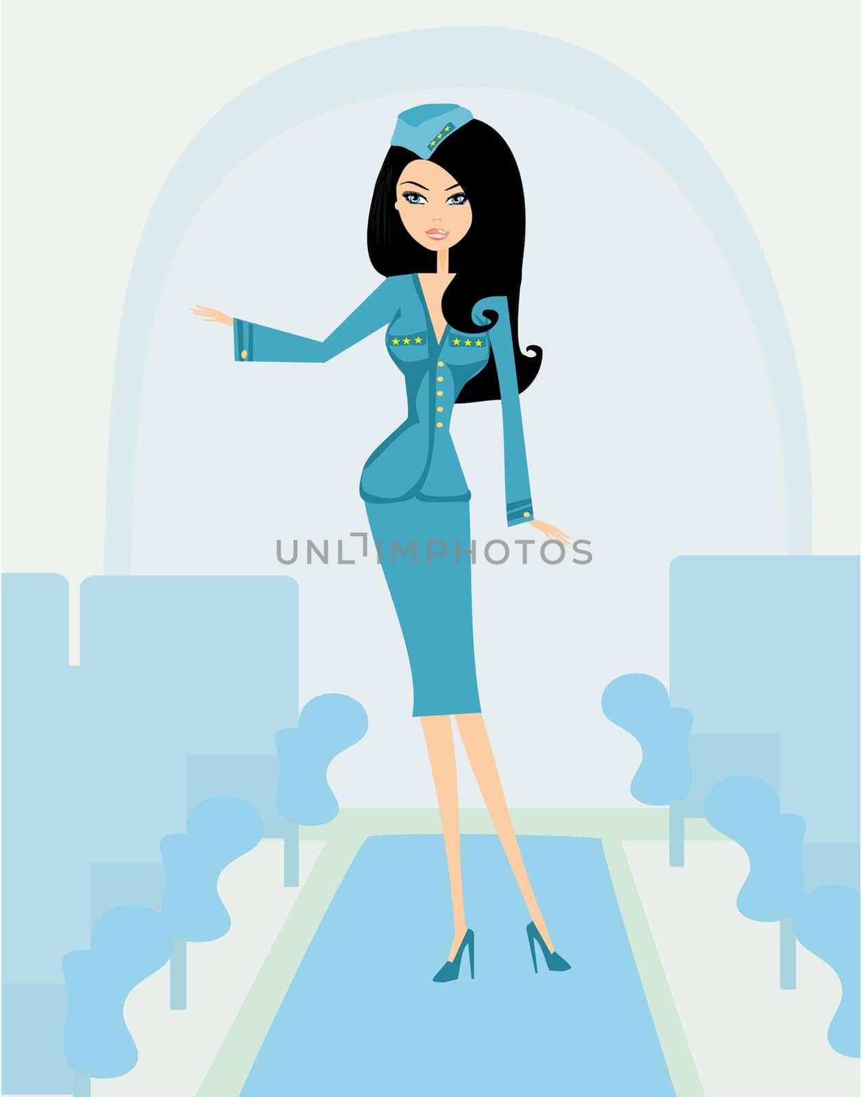 Beautiful stewardess on a plane