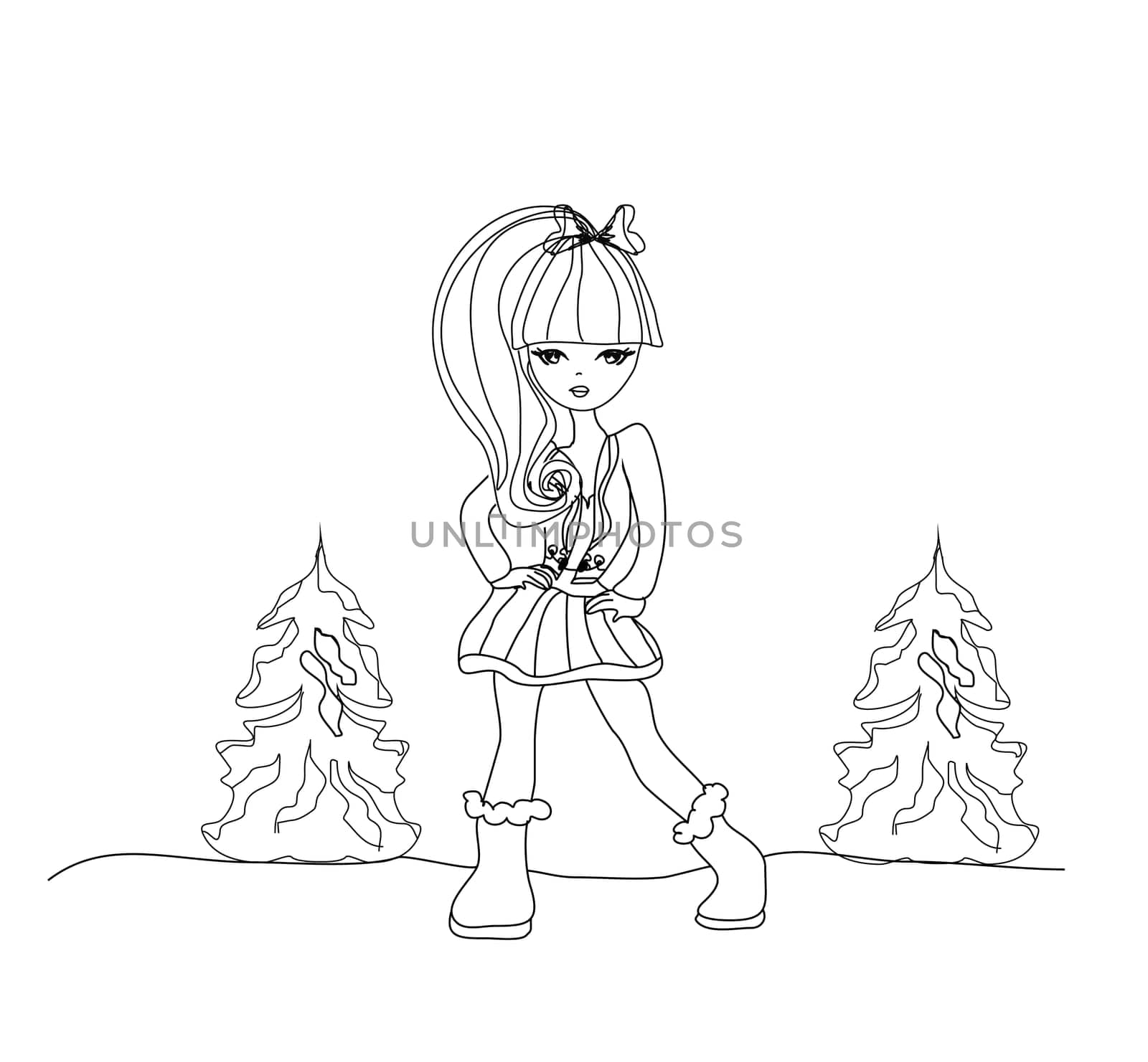 fashion girl - doodle illustration