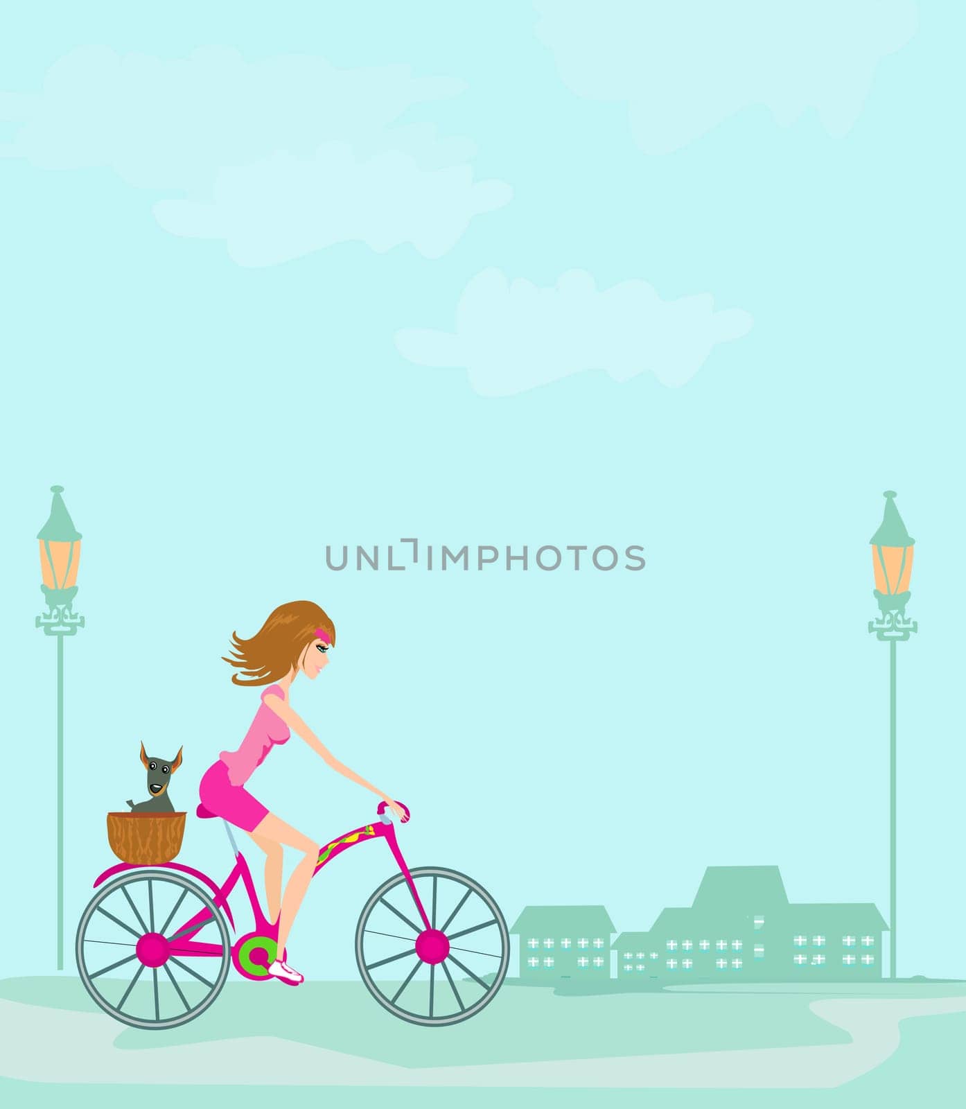 woman riding a bike in the city
