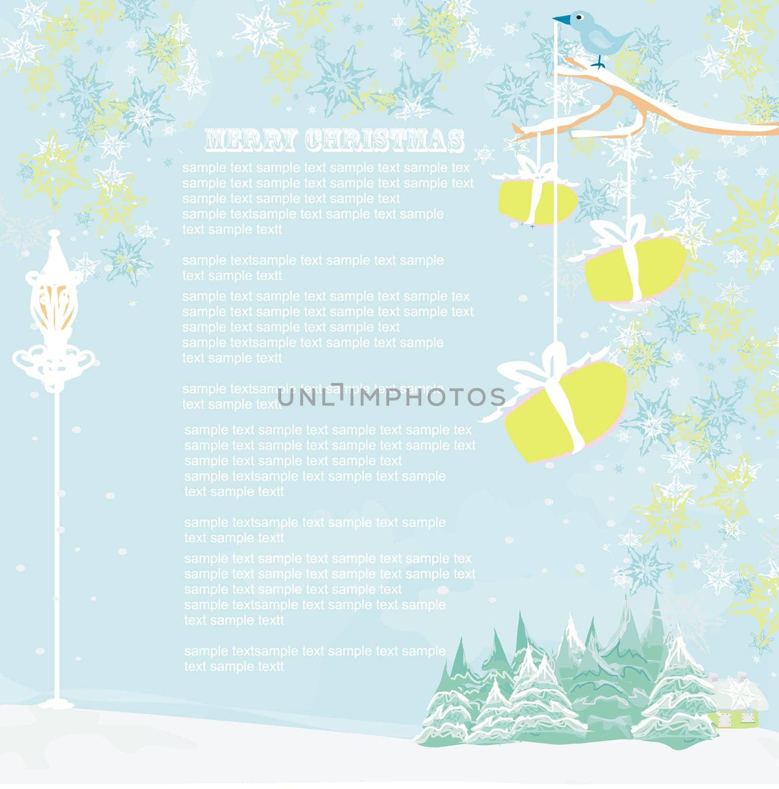 Christmas night in the village card