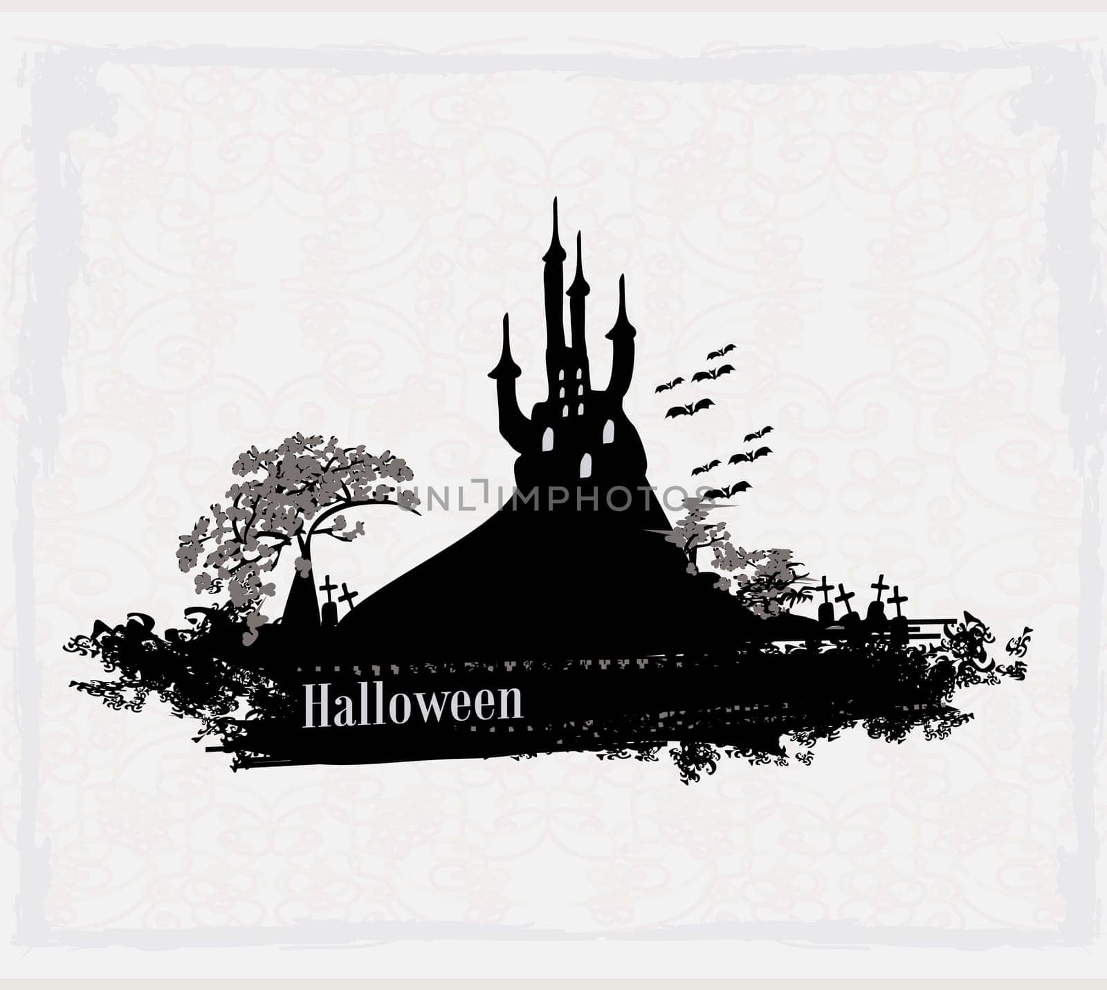 Illustration of the castle in retro style