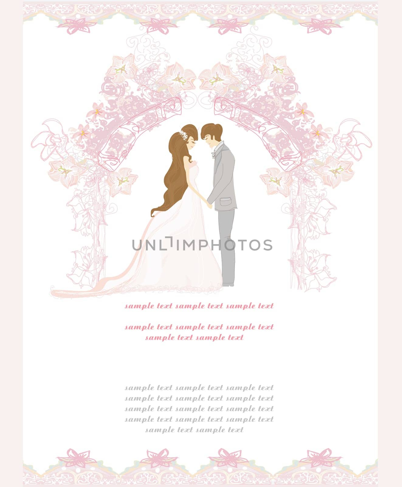 elegant wedding invitation with wedding couple