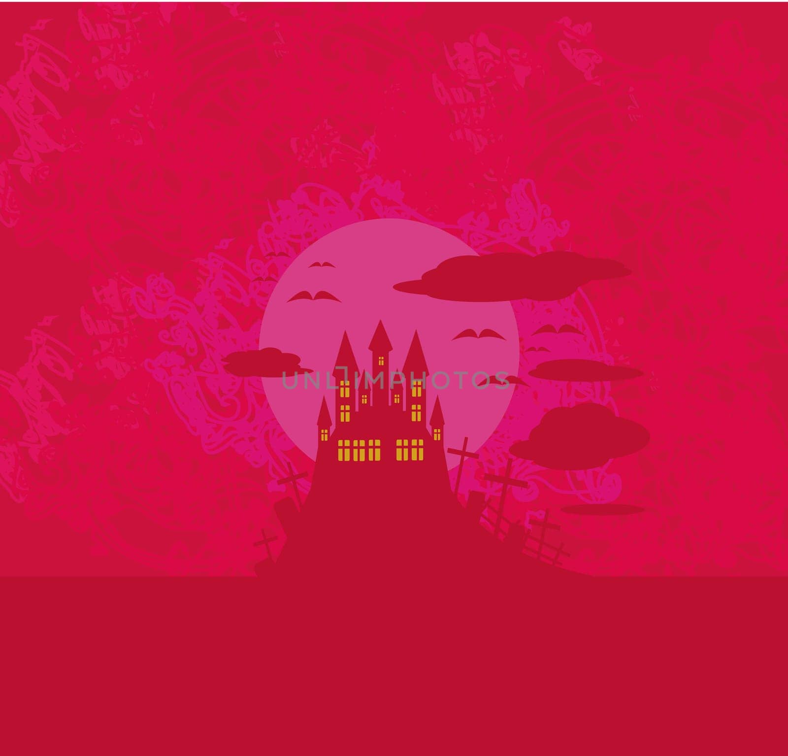 grungy Halloween background with haunted house