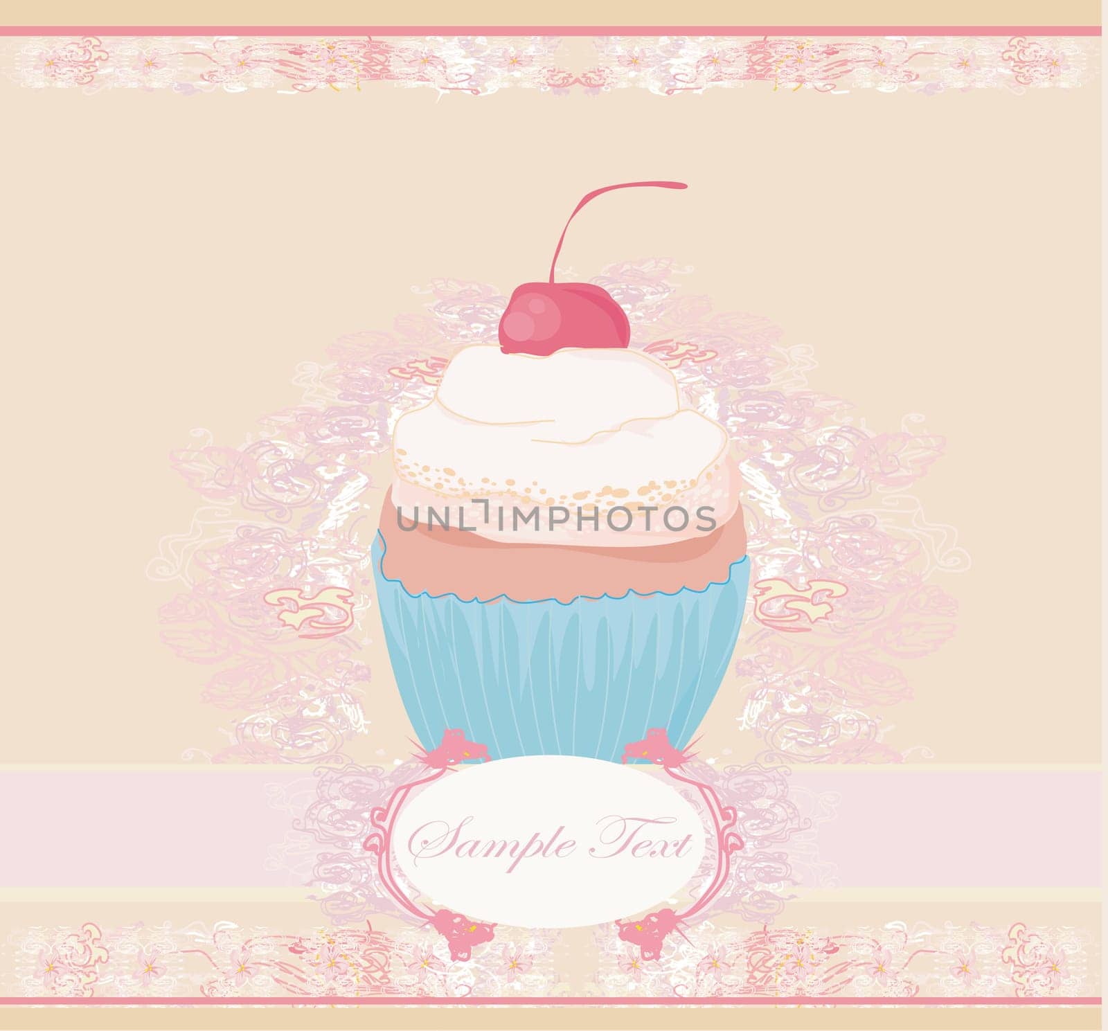 cupcake with cherry card