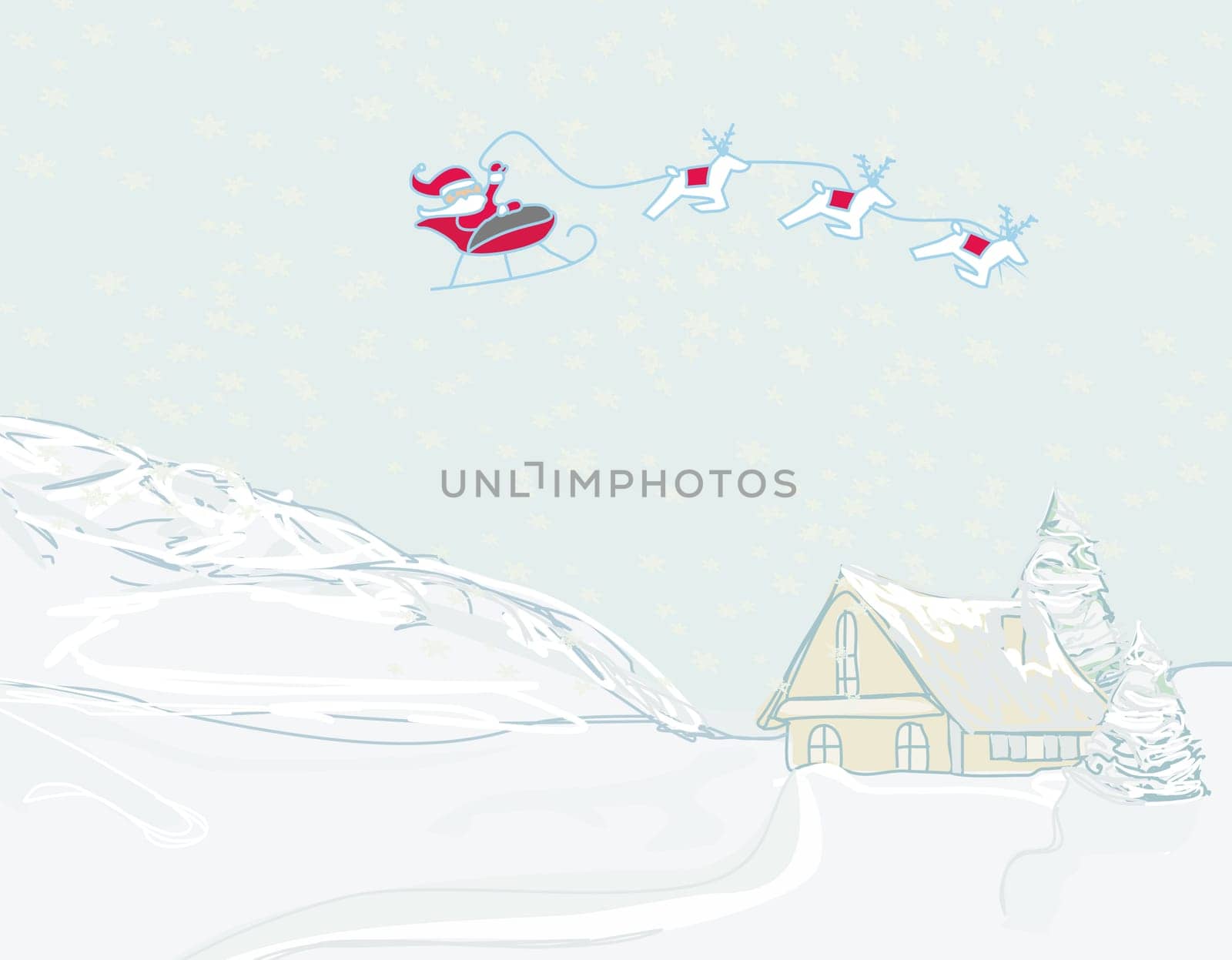 Happy New year card with Santa Claus