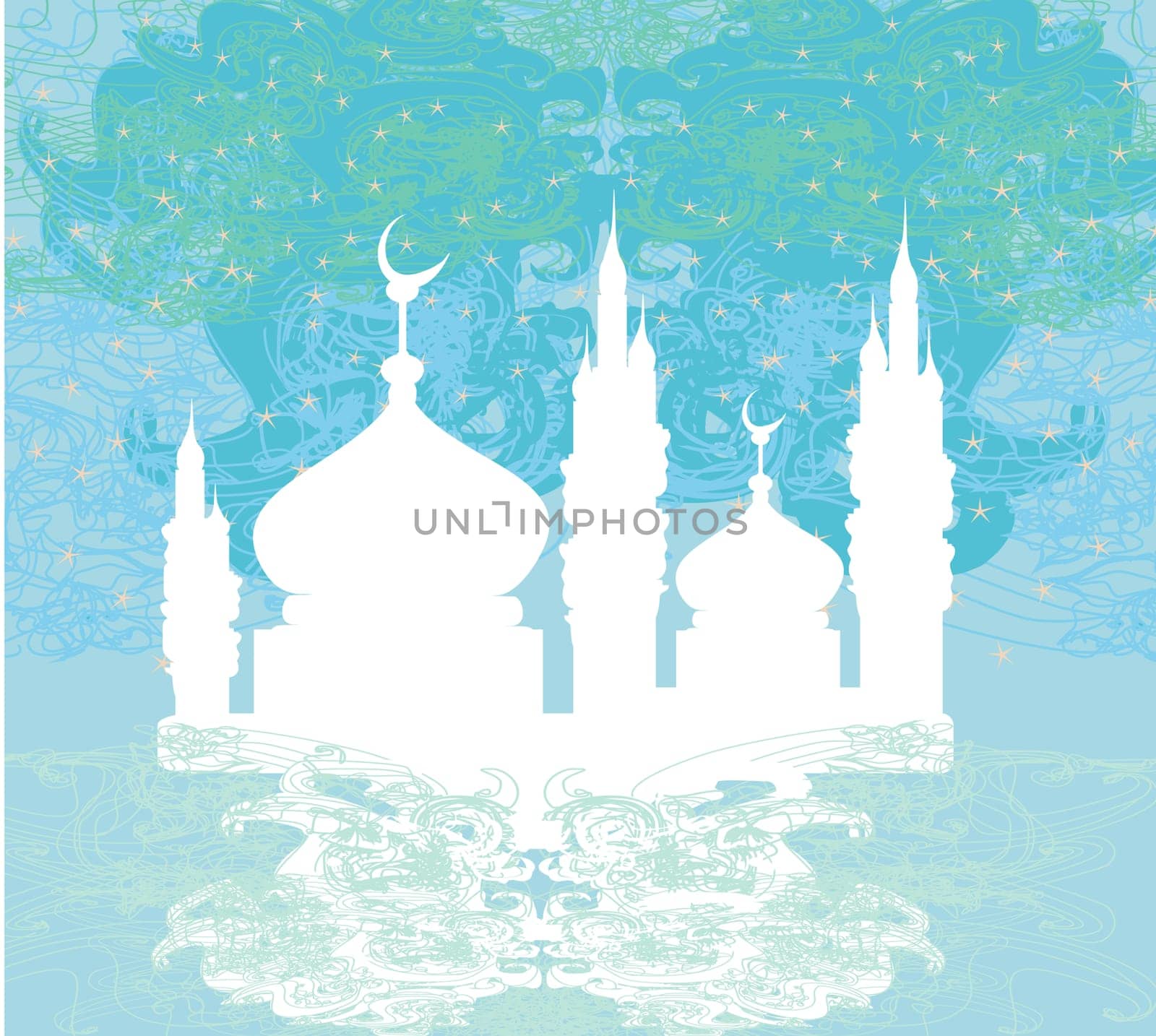 Ramadan background - mosque silhouette vector card