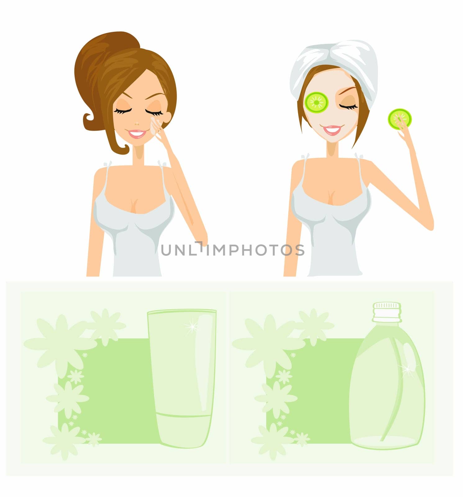 beauty women getting facial mask set
